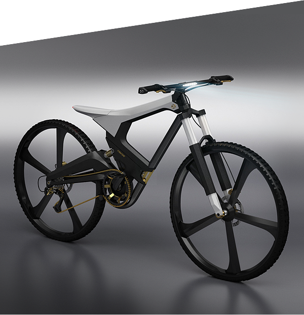 industrial design，outdoors，motion，a mountain country，fold，Bicycle，