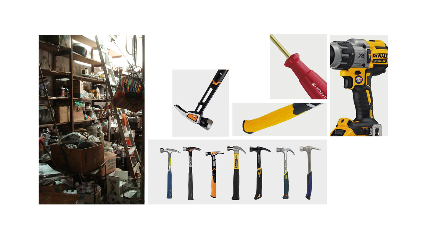 Life tool design，Mechanical tool design，hammer，bolt driver，Fashion simplicity，overall shape，Design of cylinder，Hand drawn divergence，Tools and equipment，Tool design，