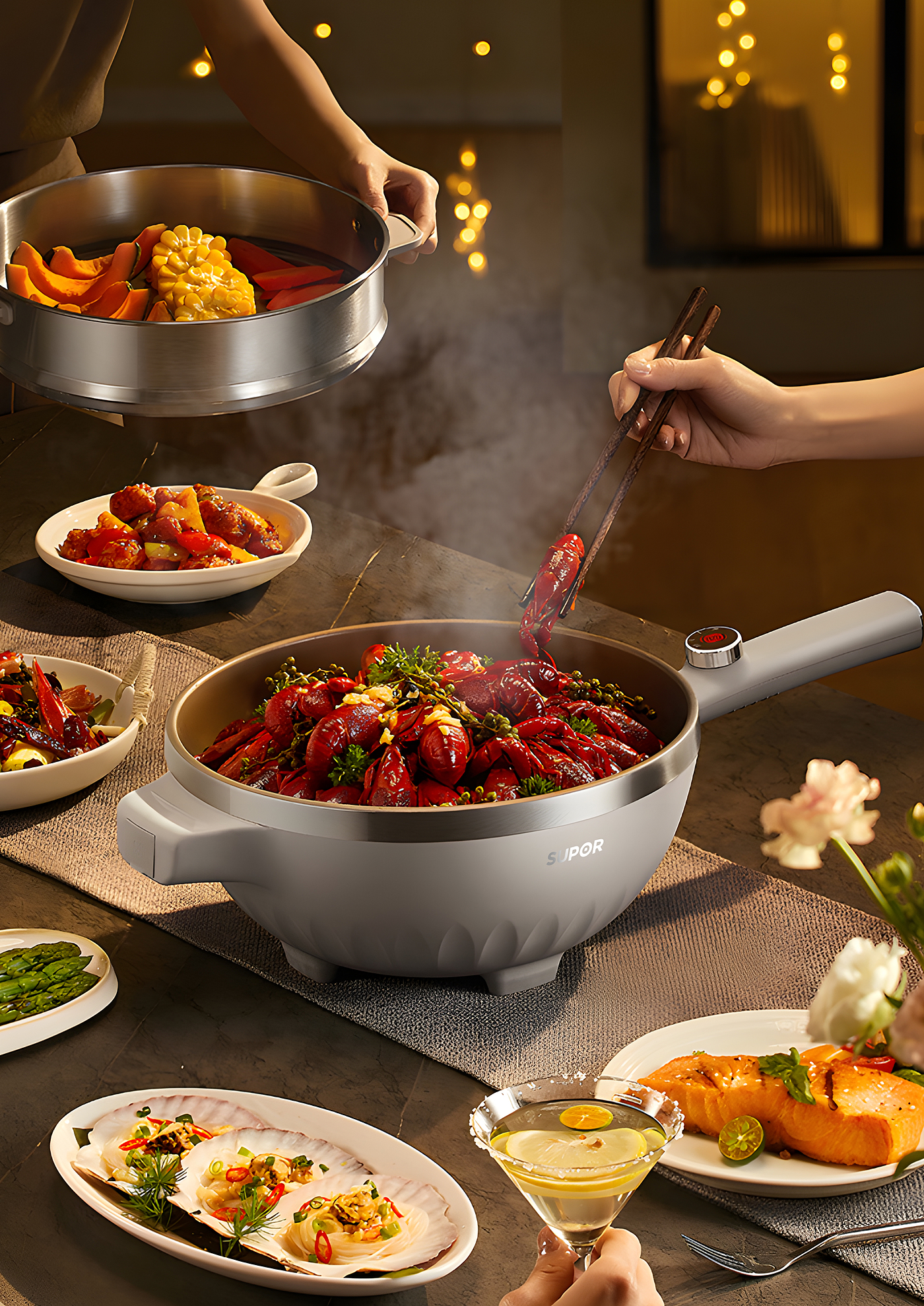 electric frying pan，small home appliances，titanium，