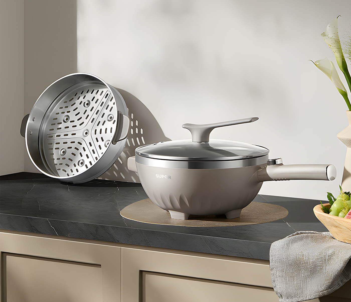 electric frying pan，small home appliances，titanium，
