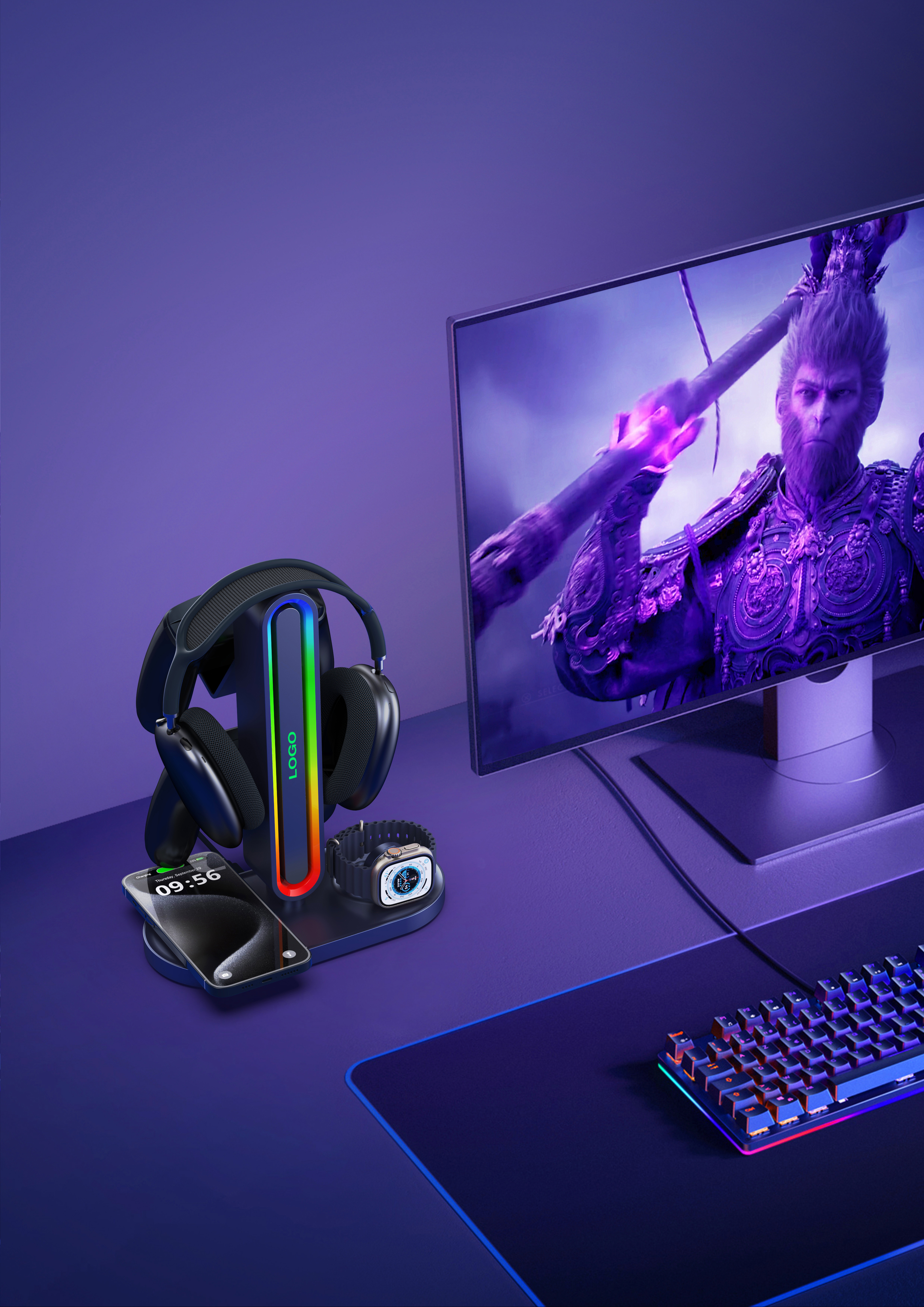 All-in-one LGB gaming headset stand handle iPh，