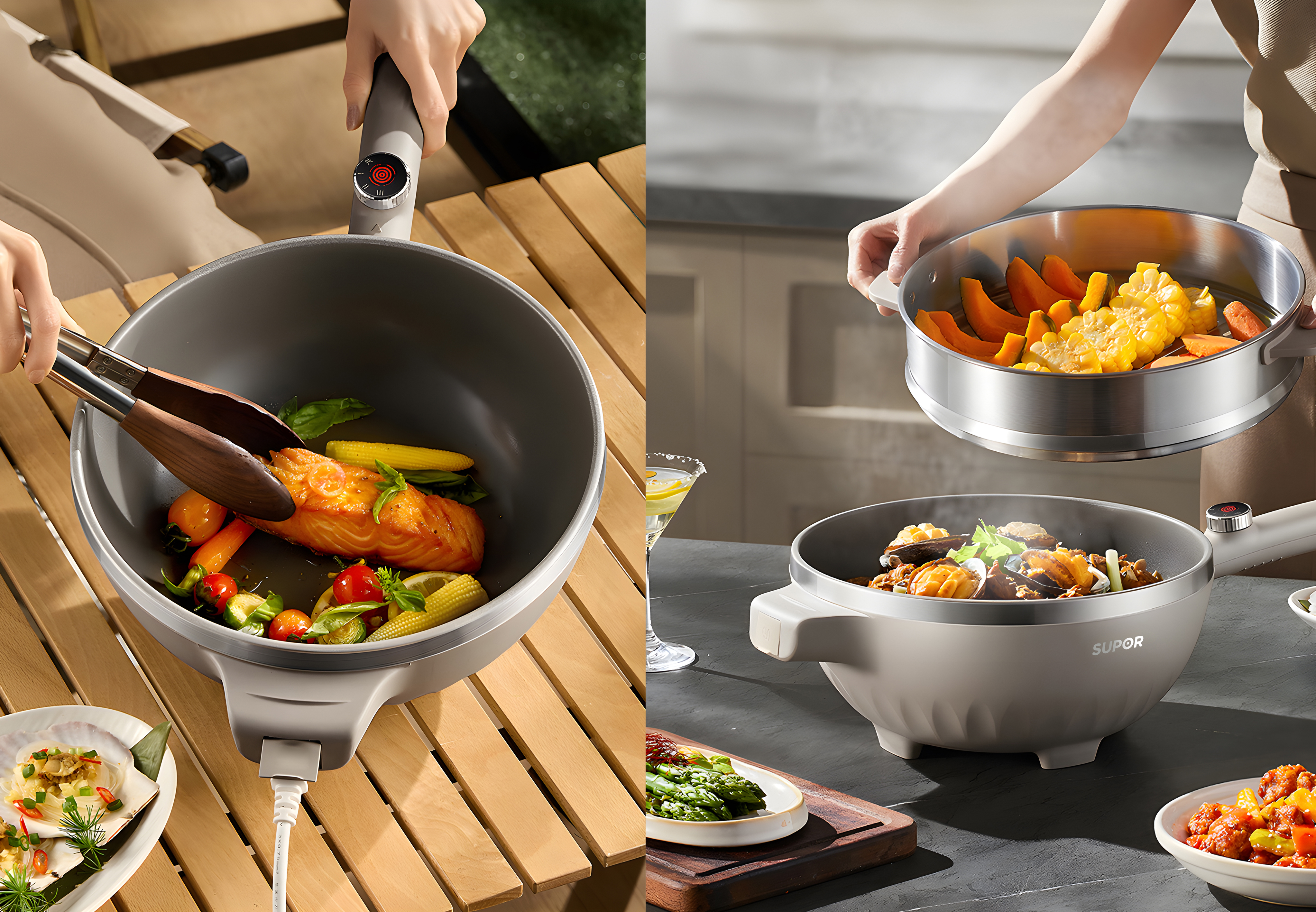 electric frying pan，small home appliances，titanium，