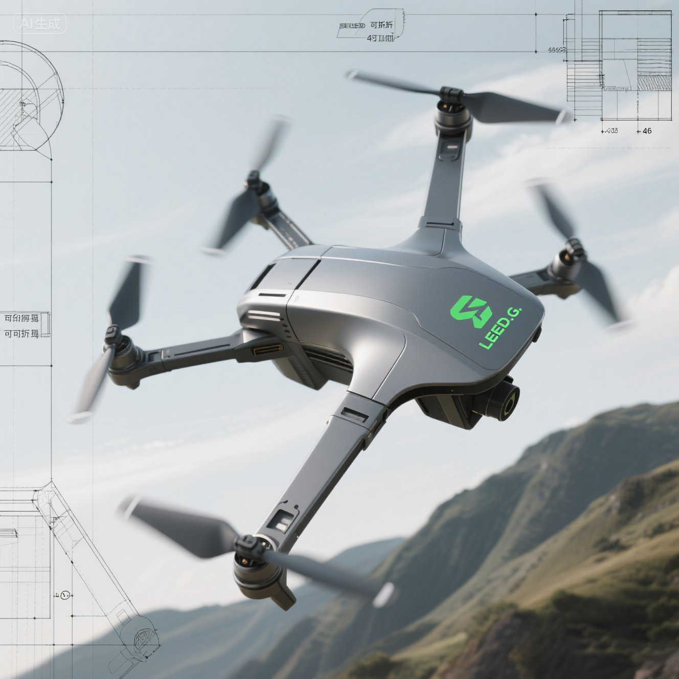 AIGC-Aided Design，UAV，2D renderings，Folding UAV，