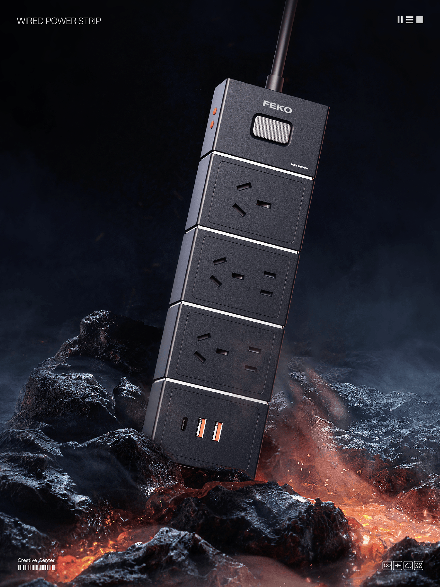 Electric and waterproof plug-in，product design，industrial design，Arrange，Design case sharing，Industrial-grade insert and strip，