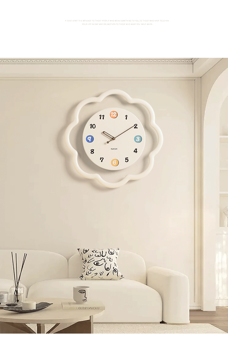 Home Furnishing，Wall clock，Cream wind，a living room，Light luxury，