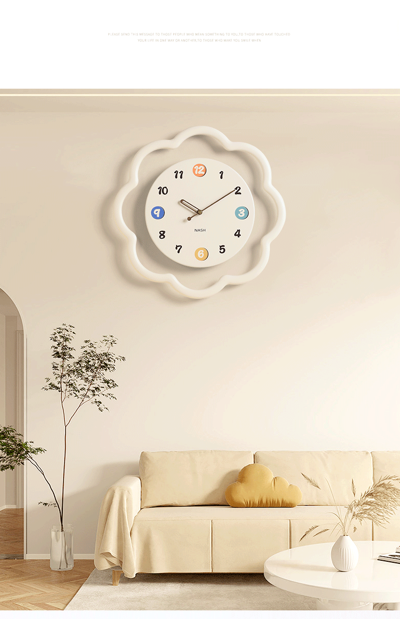 Home Furnishing，Wall clock，Cream wind，a living room，Light luxury，