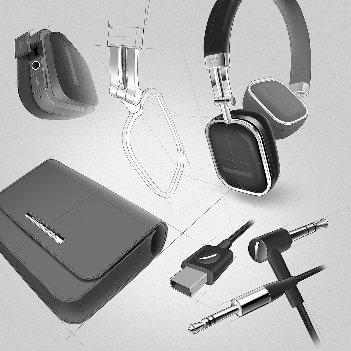 industrial design，wireless，headset，Digital，intelligence，science and technology，