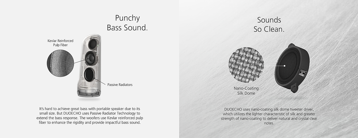 DUOECHO，Bluetooth Speaker ，Bamboo，inspiration，two-in-one，hi-fi stereo ，speaker，