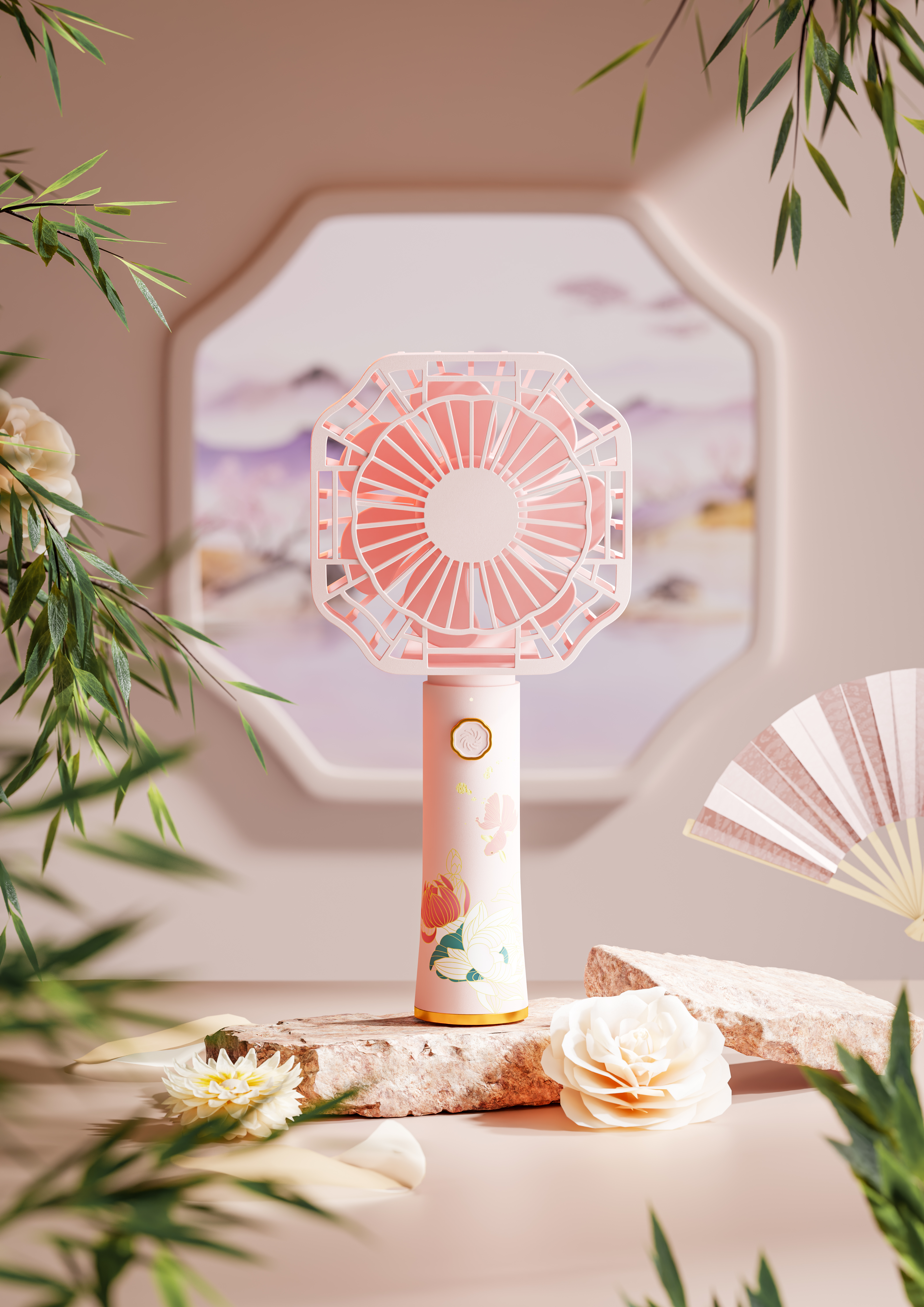 Handheld fan，Fan，hold，MINISO，SCREEN，National style，Imperial palace culture，