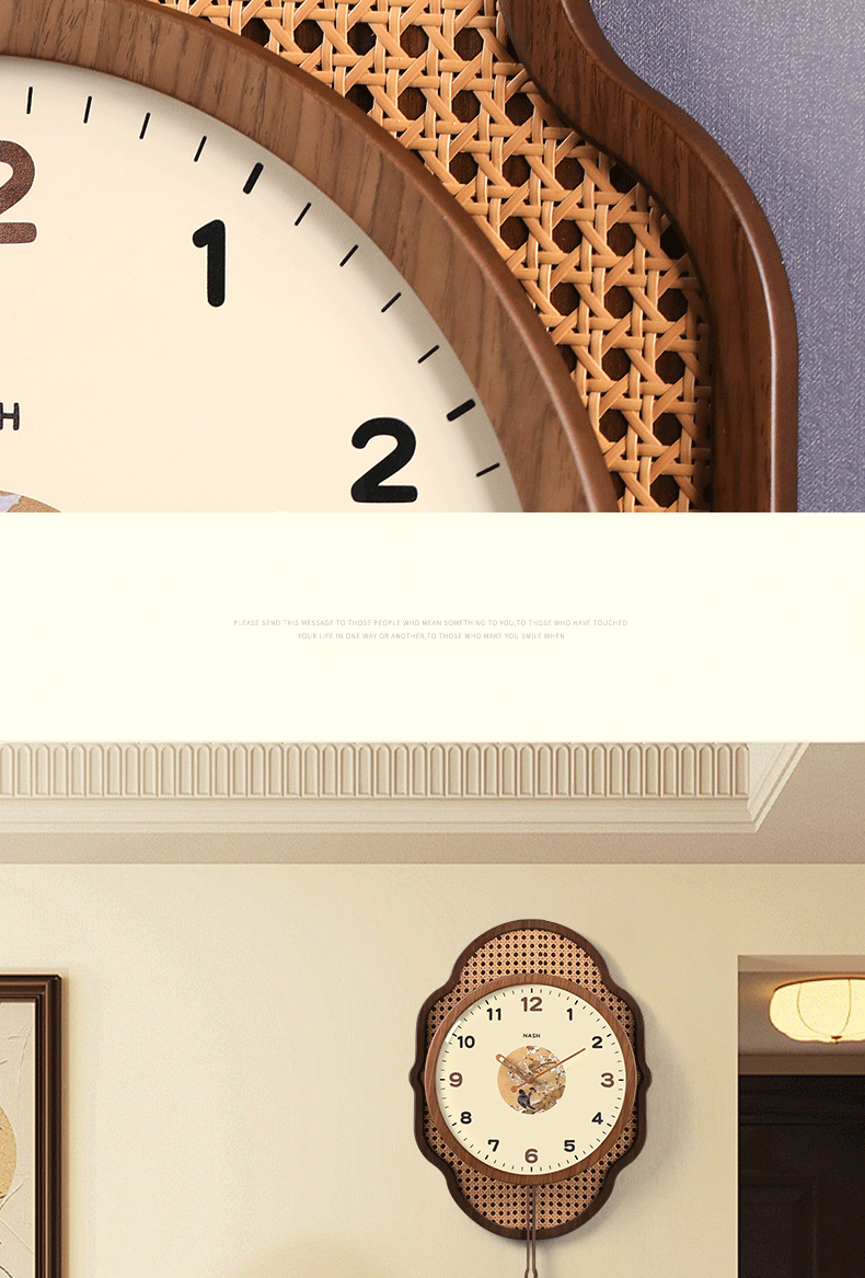 Decoration design，Home furniture，Wall clock，New Chinese style，solid wood，
