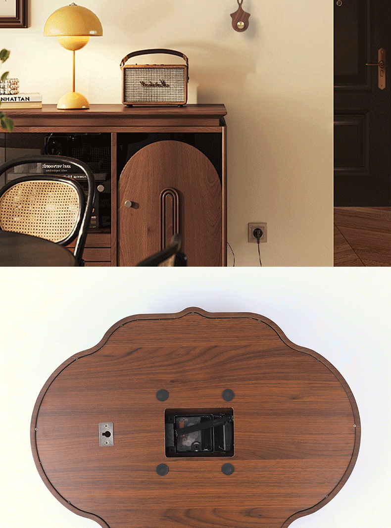 Decoration design，Home furniture，Wall clock，New Chinese style，solid wood，