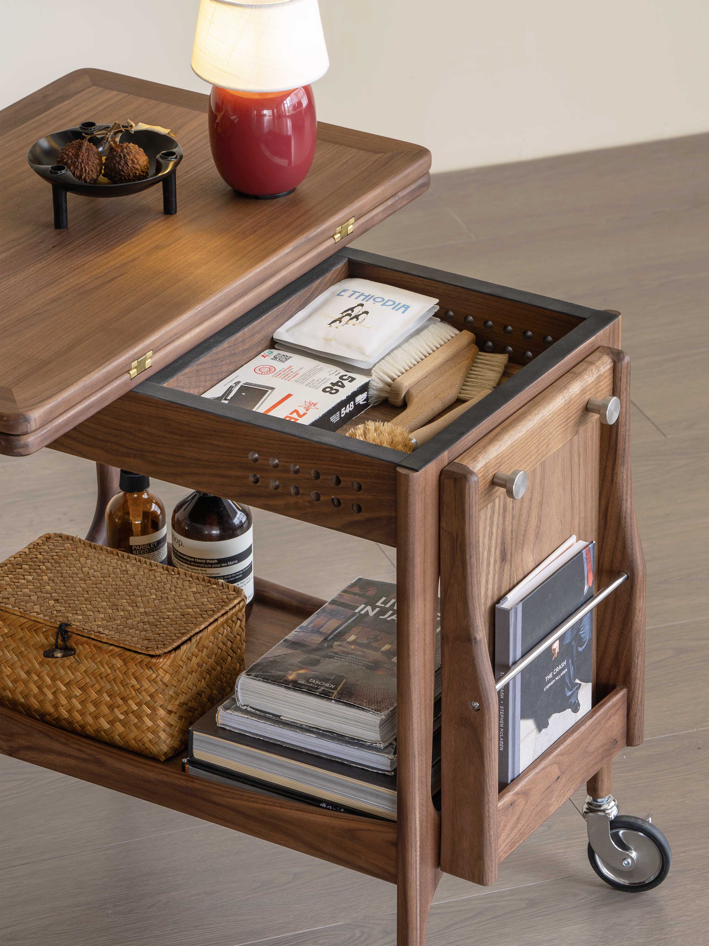 Original design，Black walnut furniture，medieval furniture，Solid wood furniture，Residential Furniture，furniture design ，Trolley，