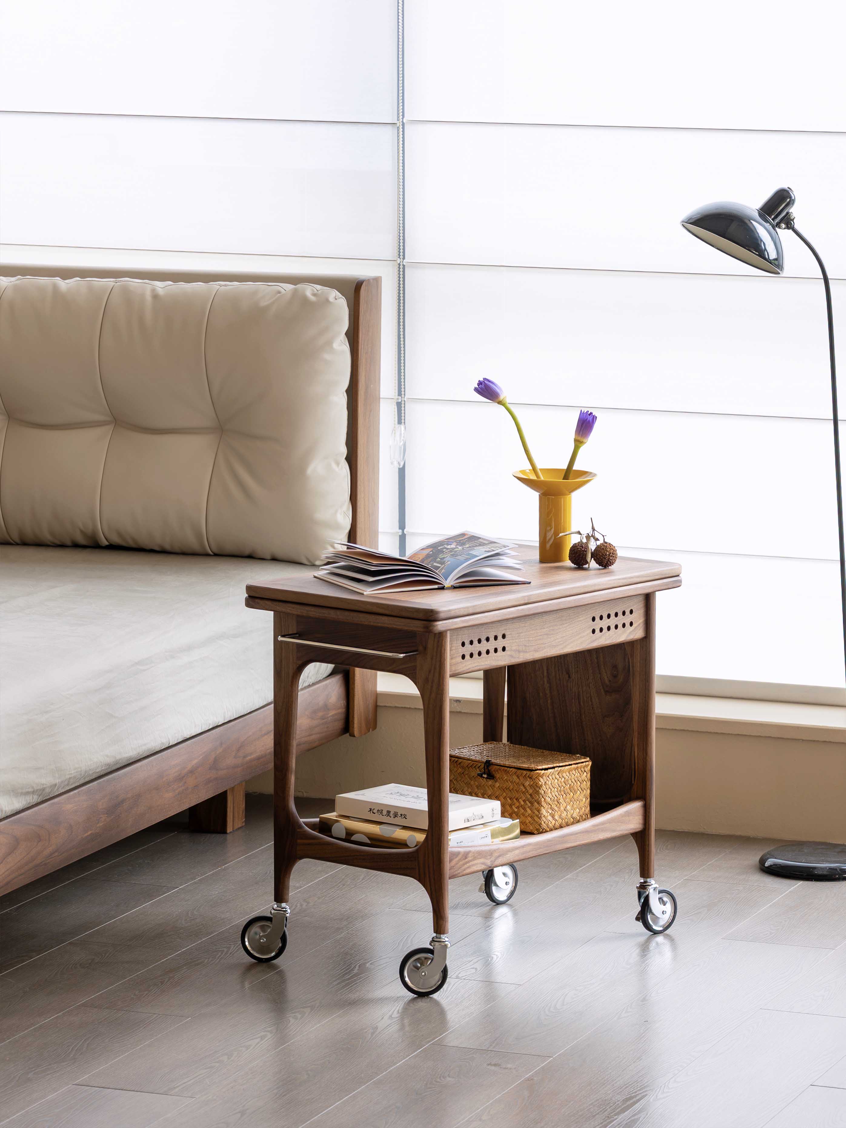 Original design，Black walnut furniture，medieval furniture，Solid wood furniture，Residential Furniture，furniture design ，Trolley，