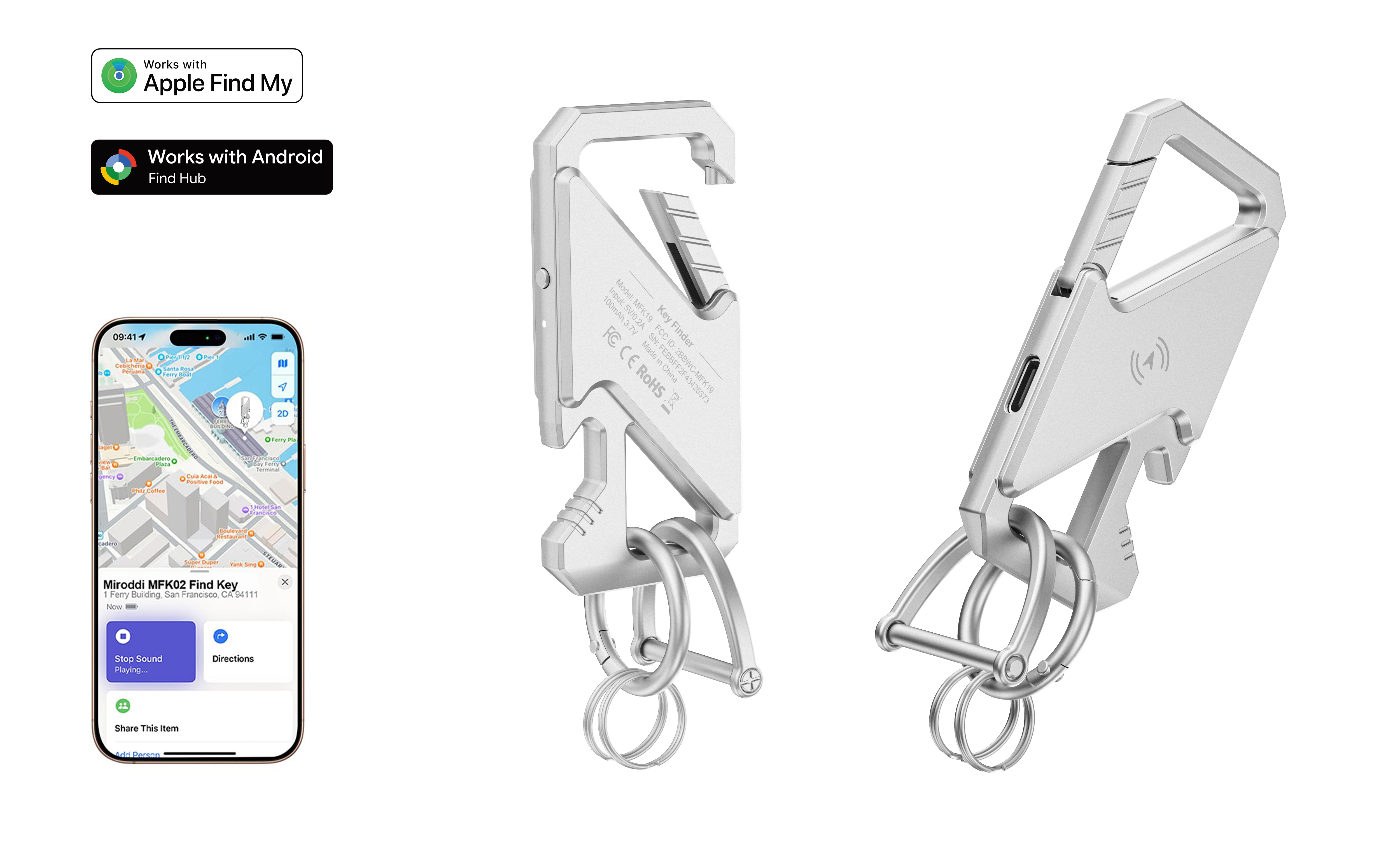 Tracking Locator Keychain with Bottle Opener，