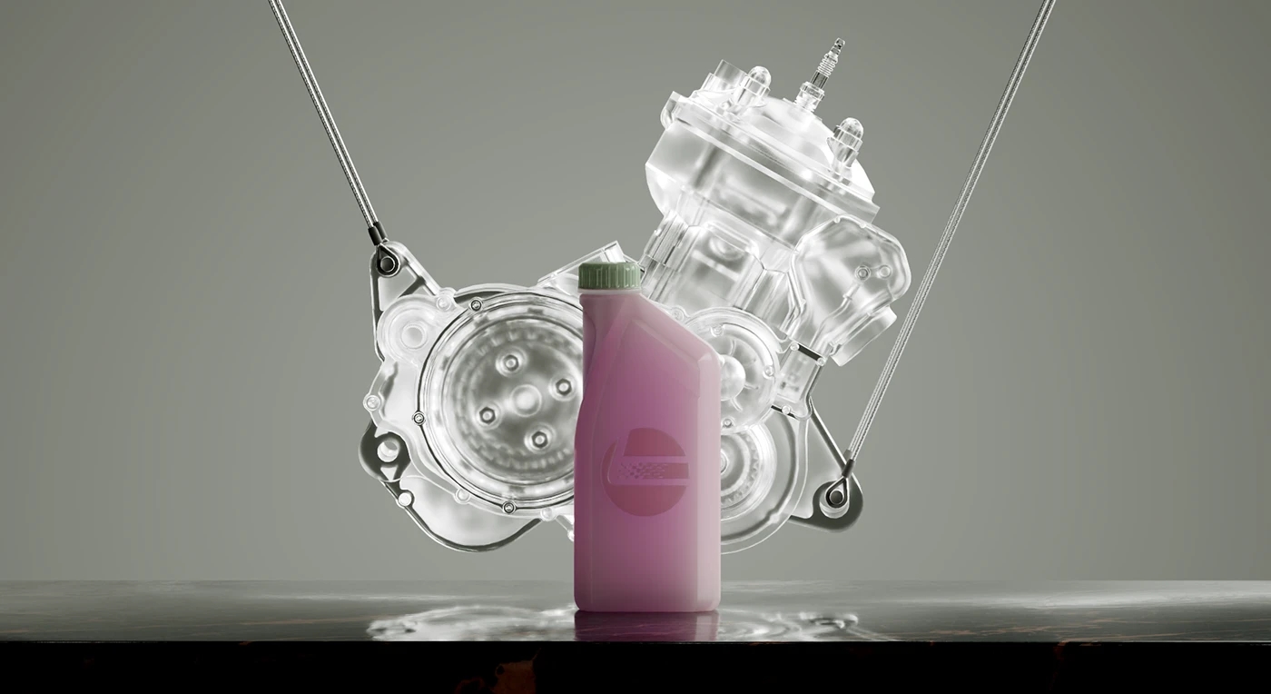 packing design，cgi，Style construction，Engine oil bottle，