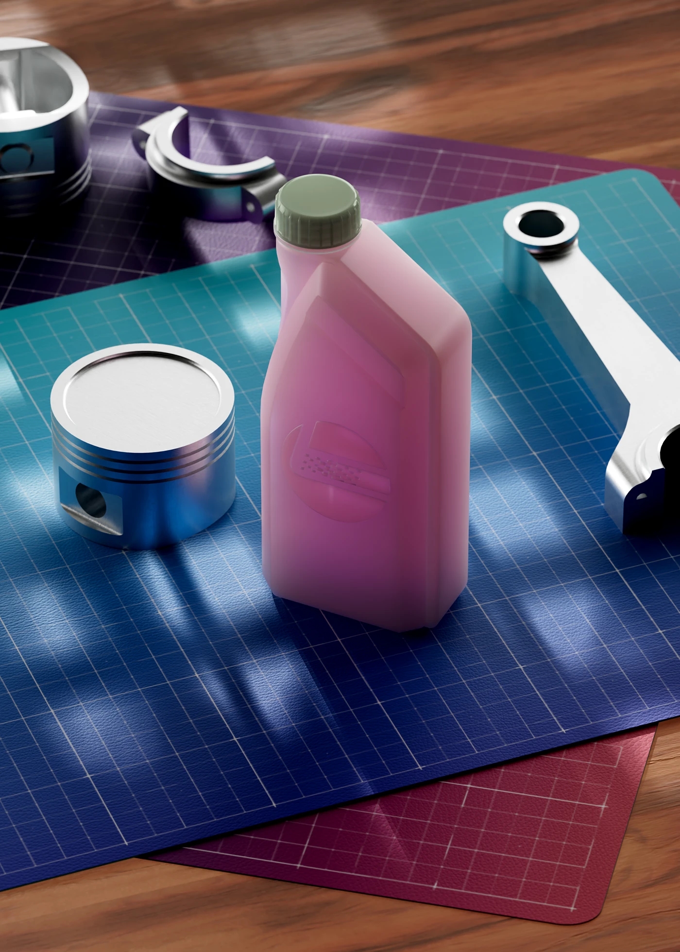 packing design，cgi，Style construction，Engine oil bottle，