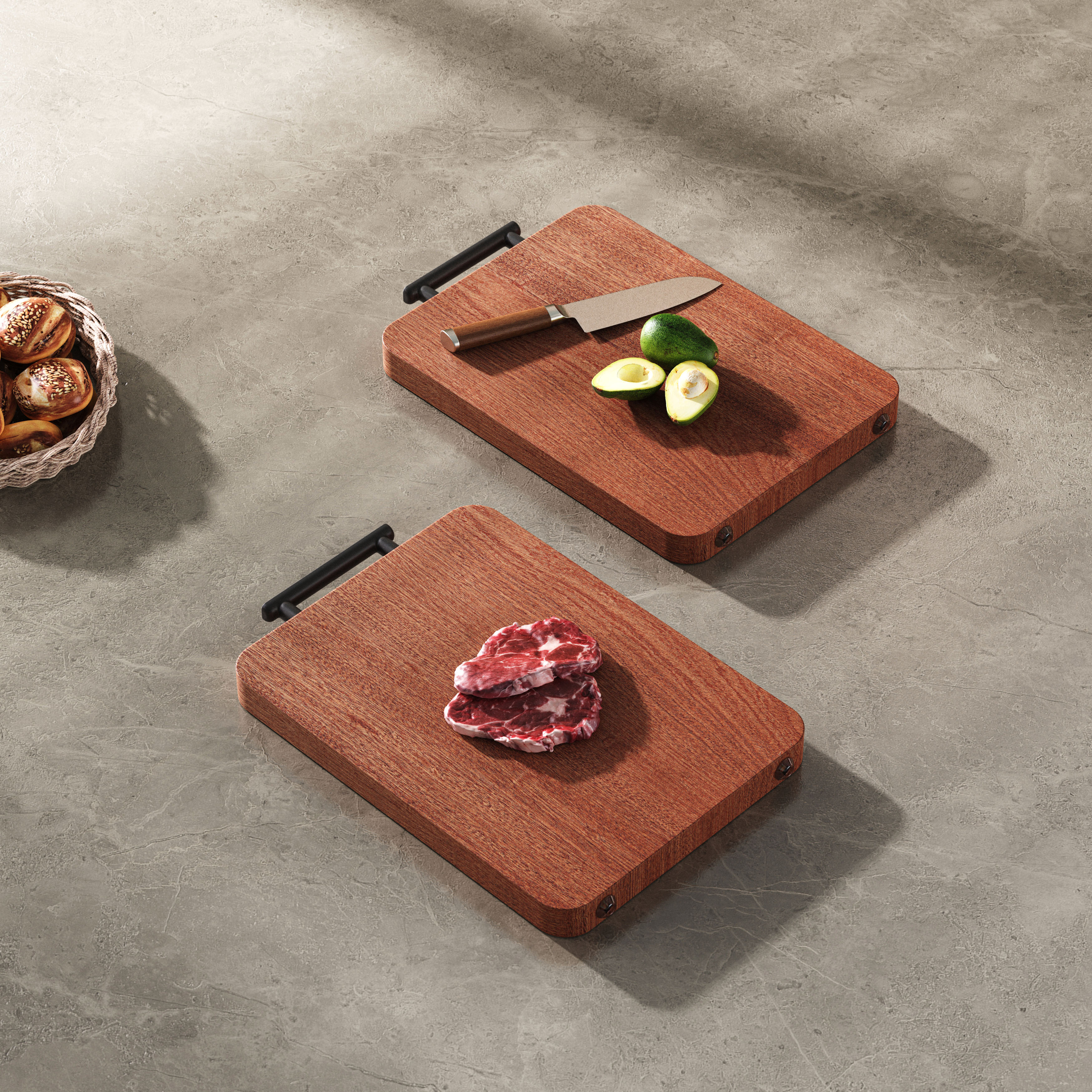 solid wood cutting board，E-commerce rendering，Original design，Kitchen Products，