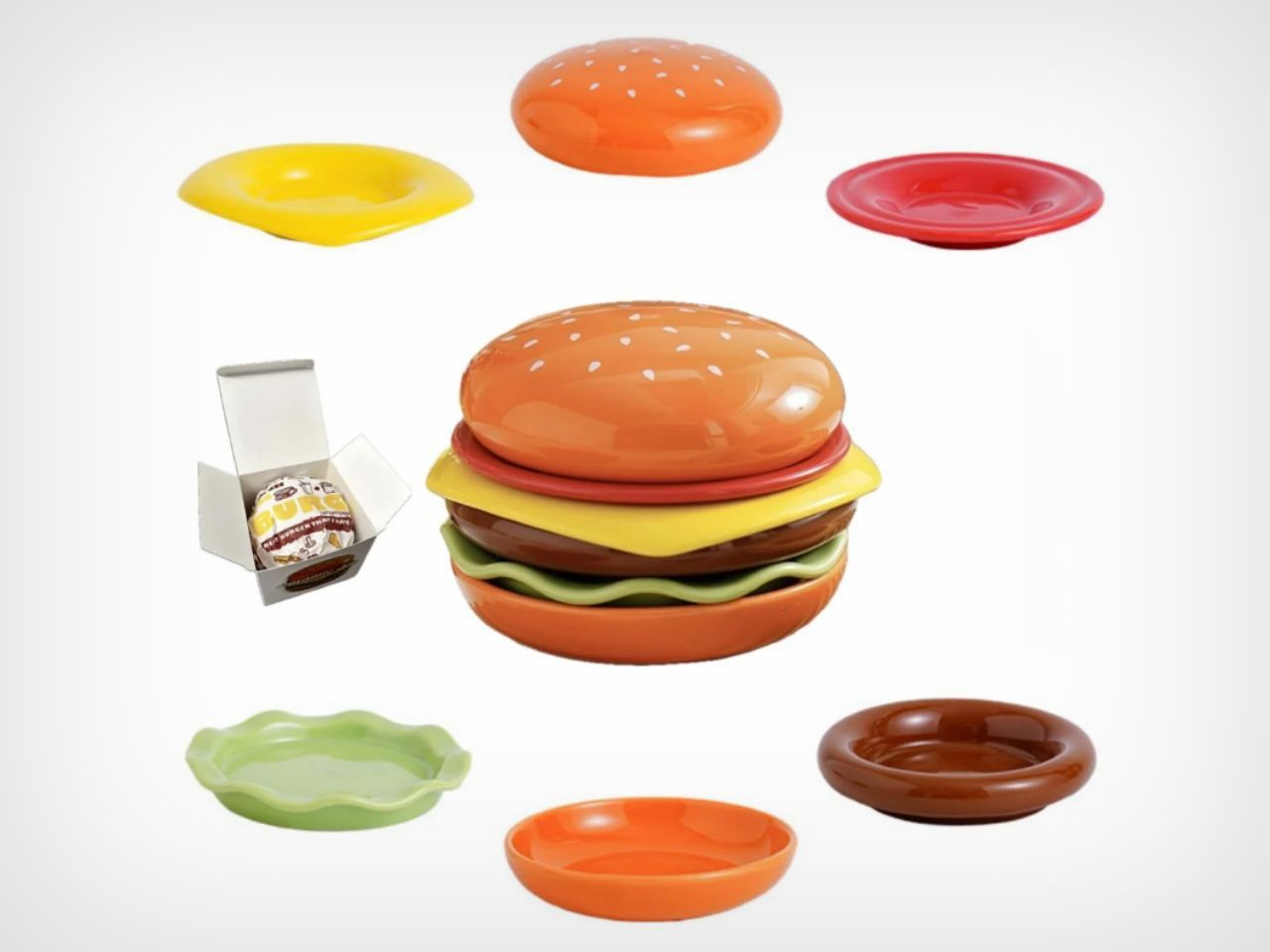 Creative tableware，ceramics，Kitchen supplies，Hamburg shape，Cheeseburger，