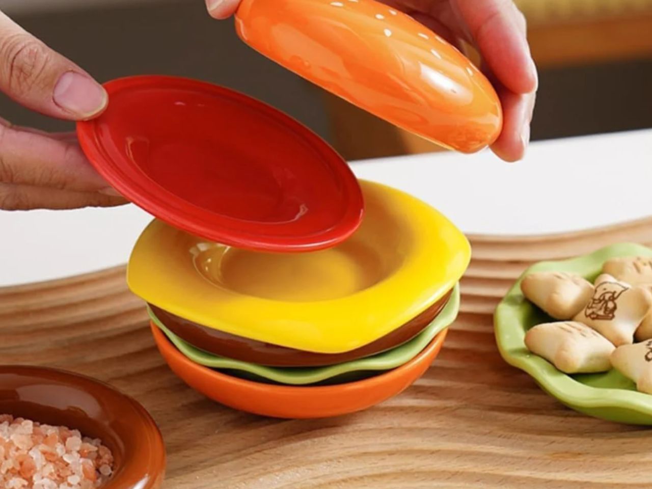 Creative tableware，ceramics，Kitchen supplies，Hamburg shape，Cheeseburger，