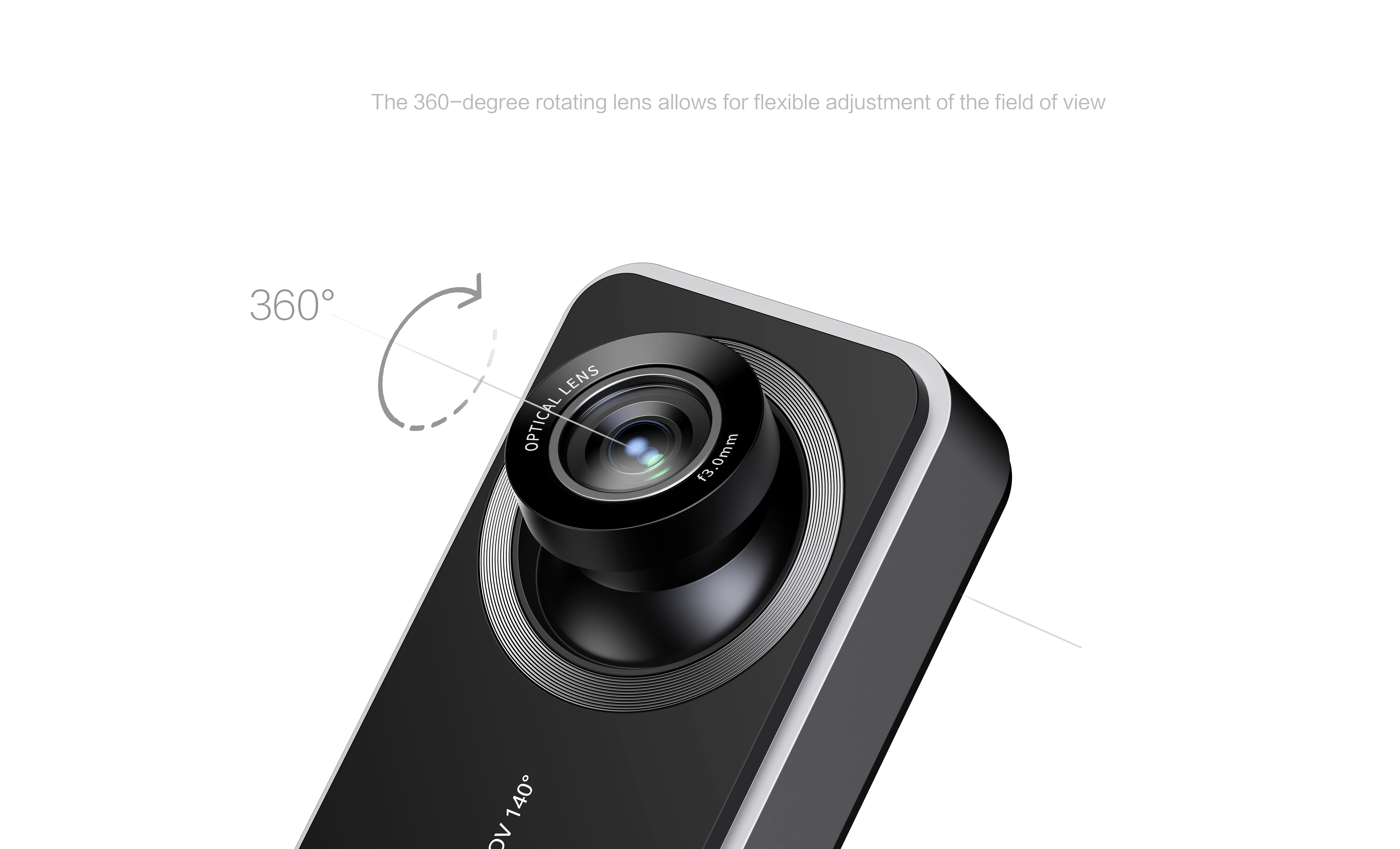 The lens can be rotated 360 ° like the joystick of a gamepad，Like SWITCH, using the installation method of sash，