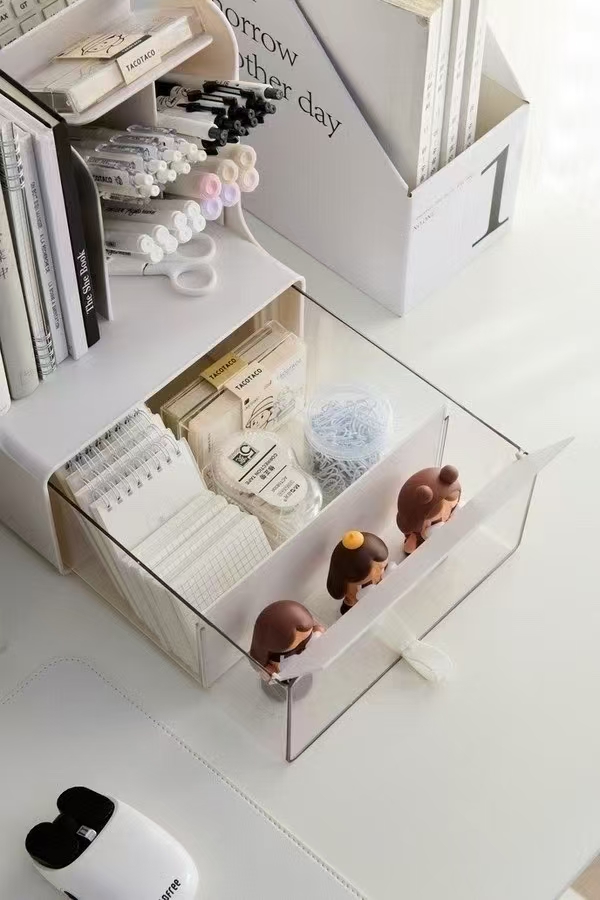 desktop，Receive，Exhibition，Tide play，Book storage，Stationery storage，