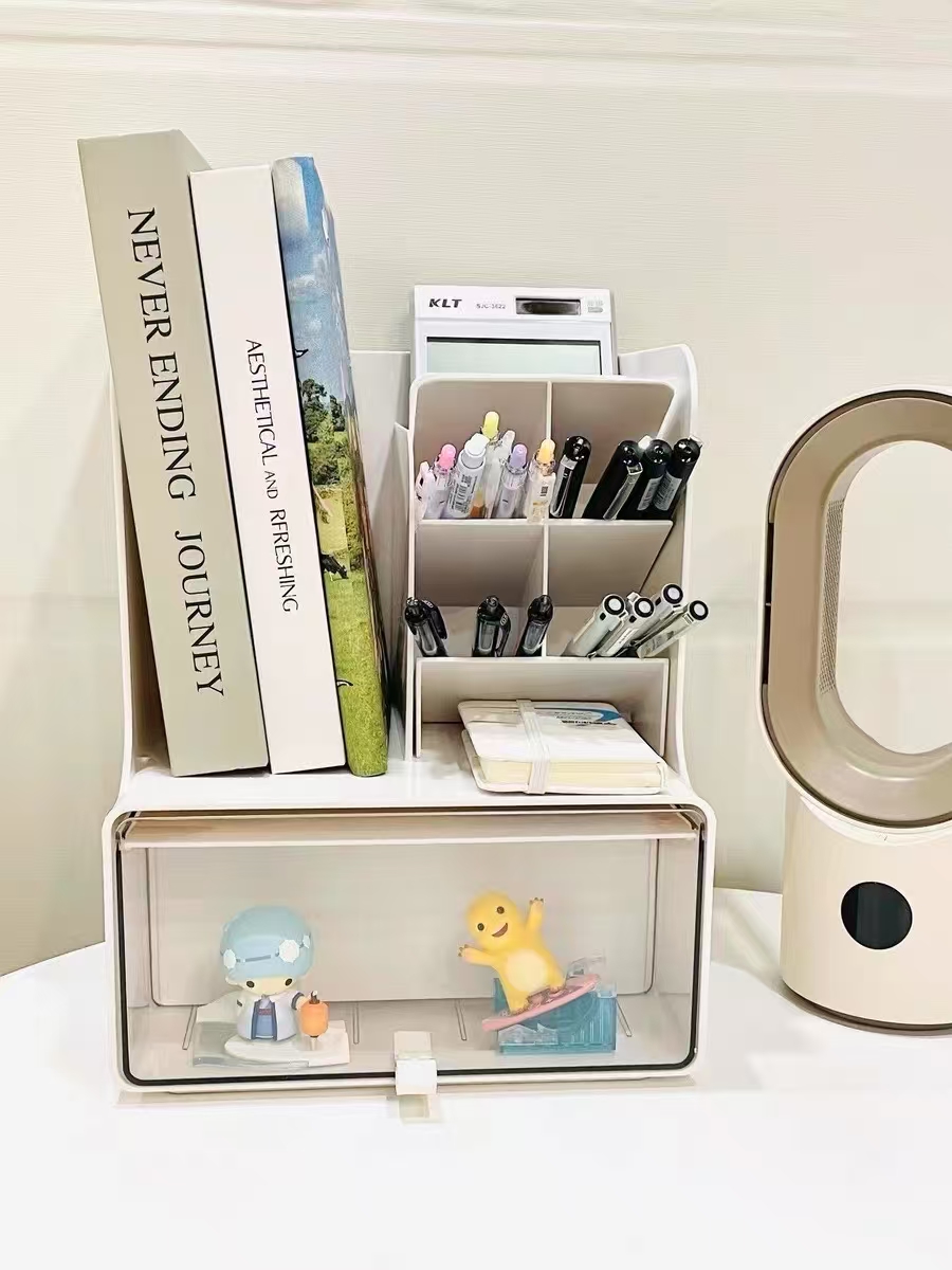 desktop，Receive，Exhibition，Tide play，Book storage，Stationery storage，