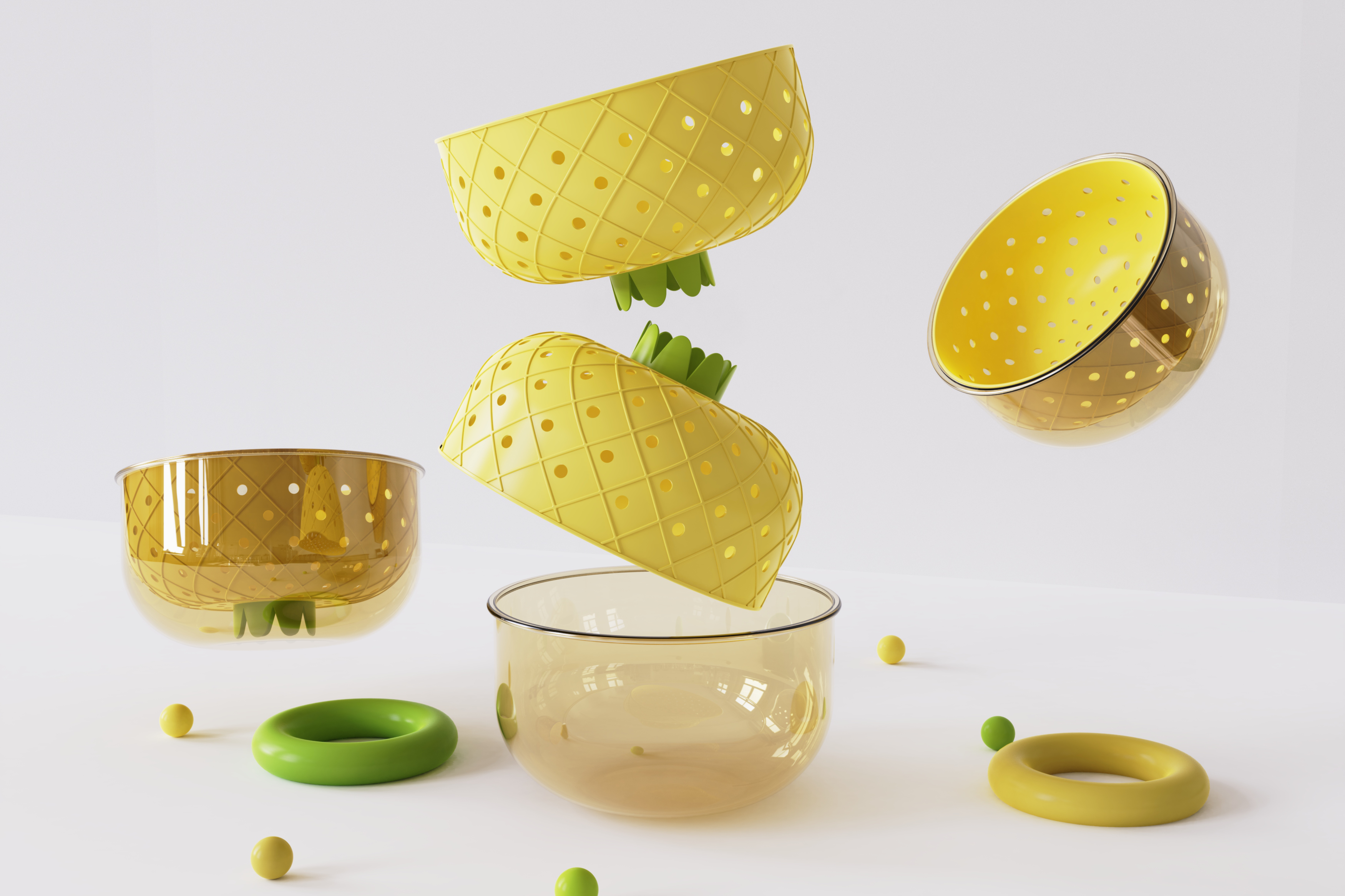 Original design，Bionics Design ，Drain basket，fruit basket.，Housewear & Furnishings，pineapple，