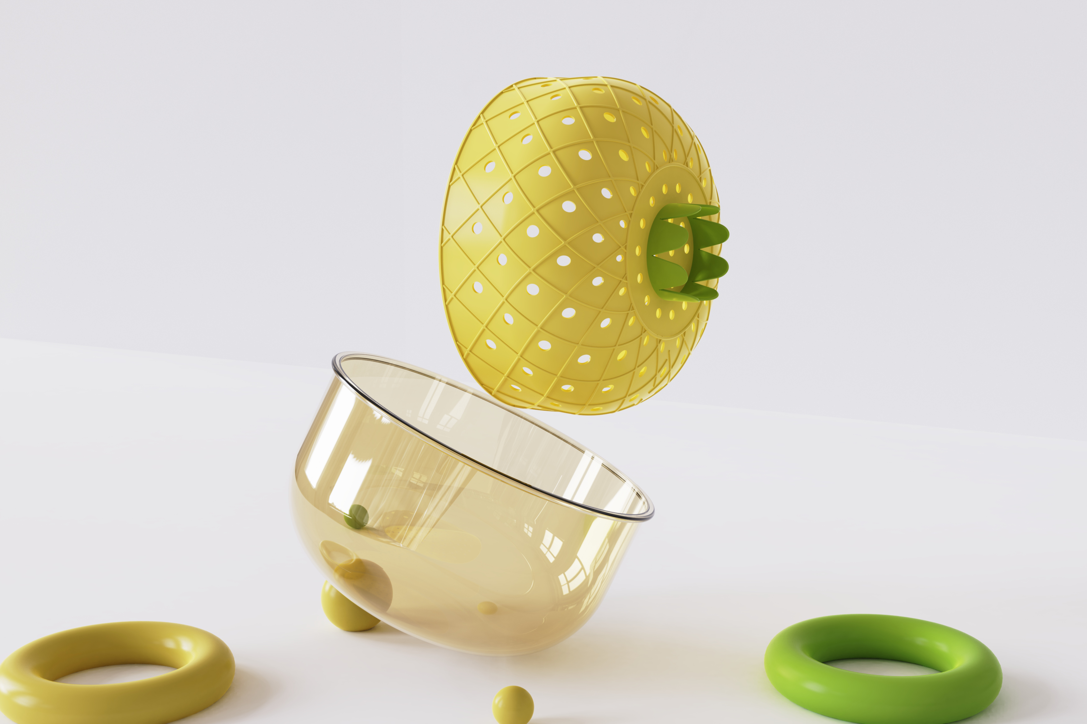 Original design，Bionics Design ，Drain basket，fruit basket.，Housewear & Furnishings，pineapple，