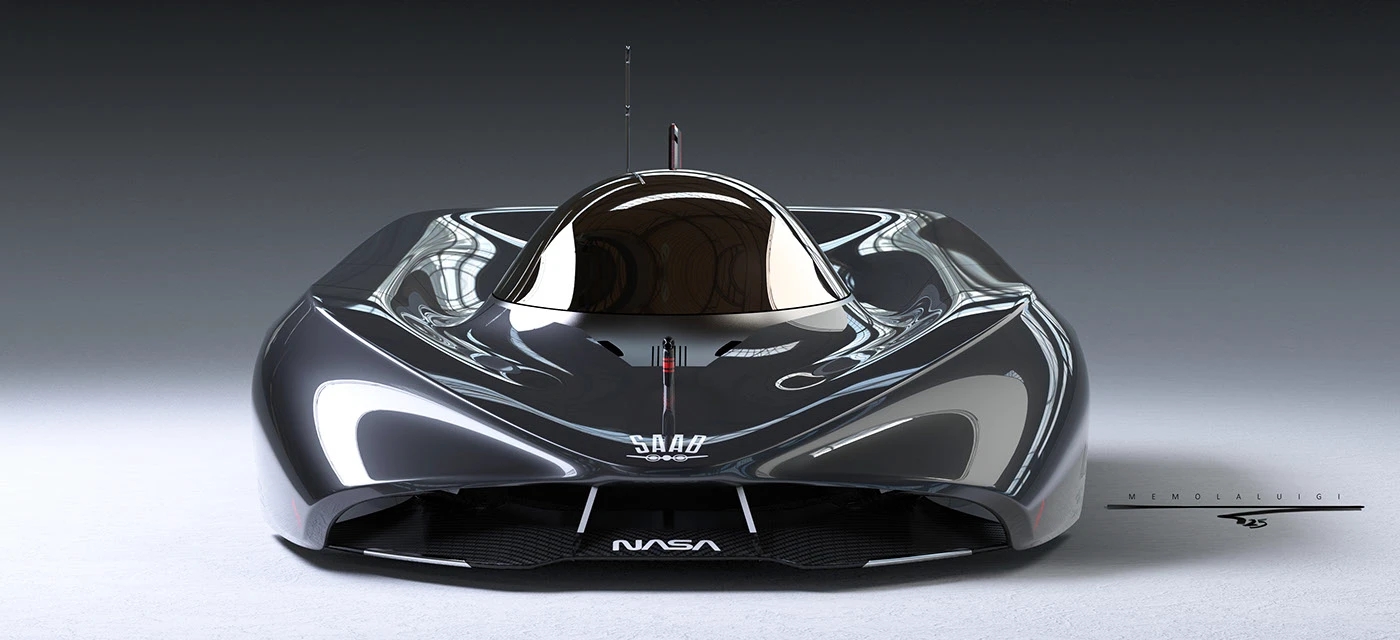 retro future ，Interstellar，SAAB，Improvised Design，liquid reflection，