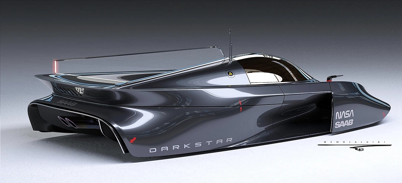retro future ，Interstellar，SAAB，Improvised Design，liquid reflection，