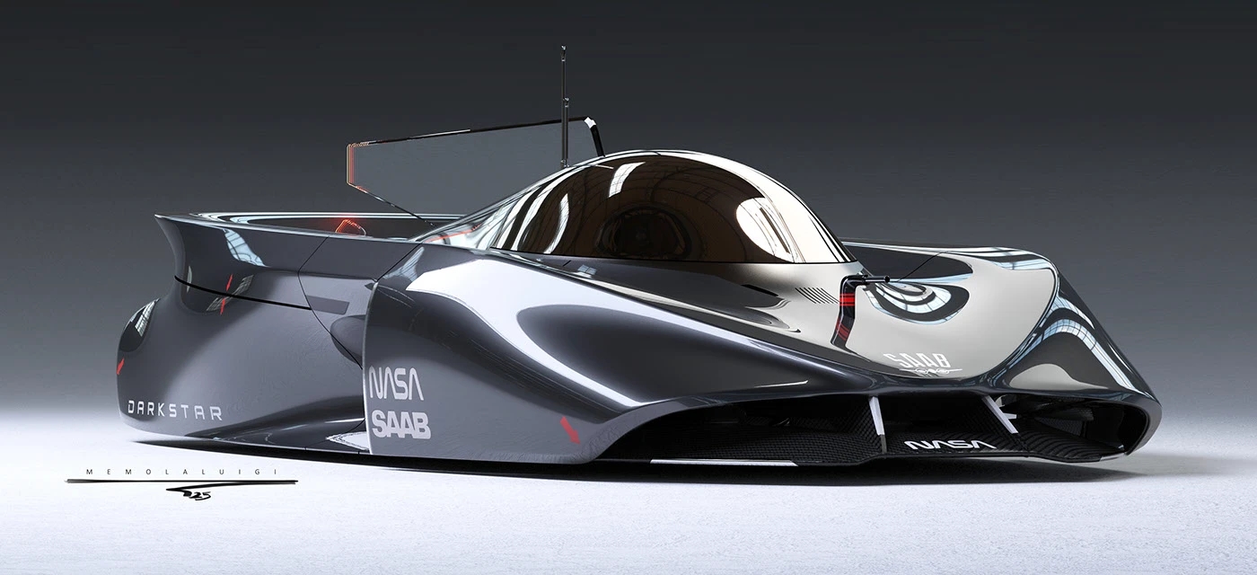 retro future ，Interstellar，SAAB，Improvised Design，liquid reflection，