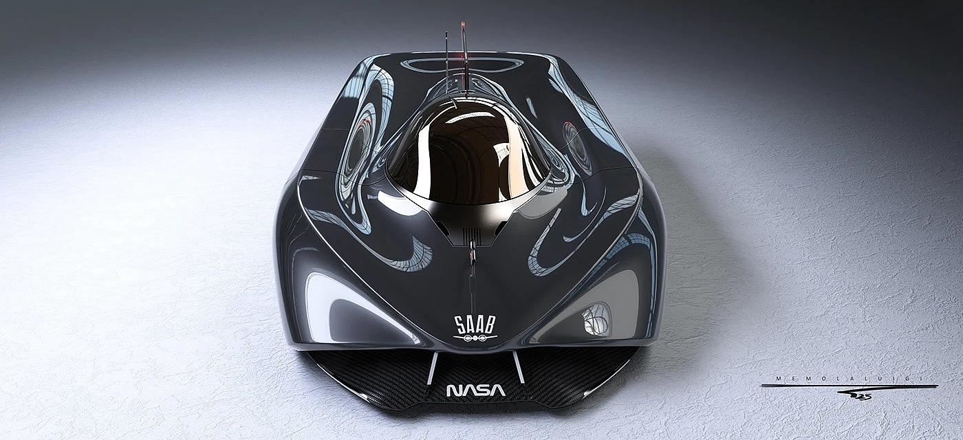 retro future ，Interstellar，SAAB，Improvised Design，liquid reflection，