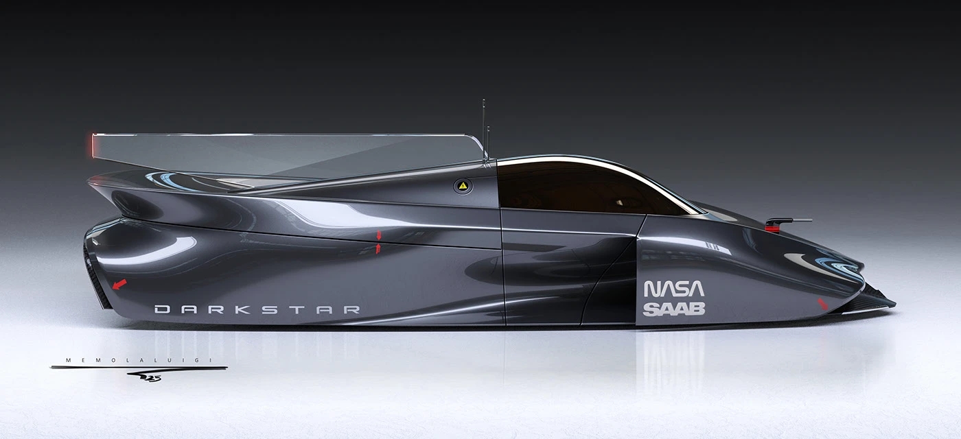 retro future ，Interstellar，SAAB，Improvised Design，liquid reflection，