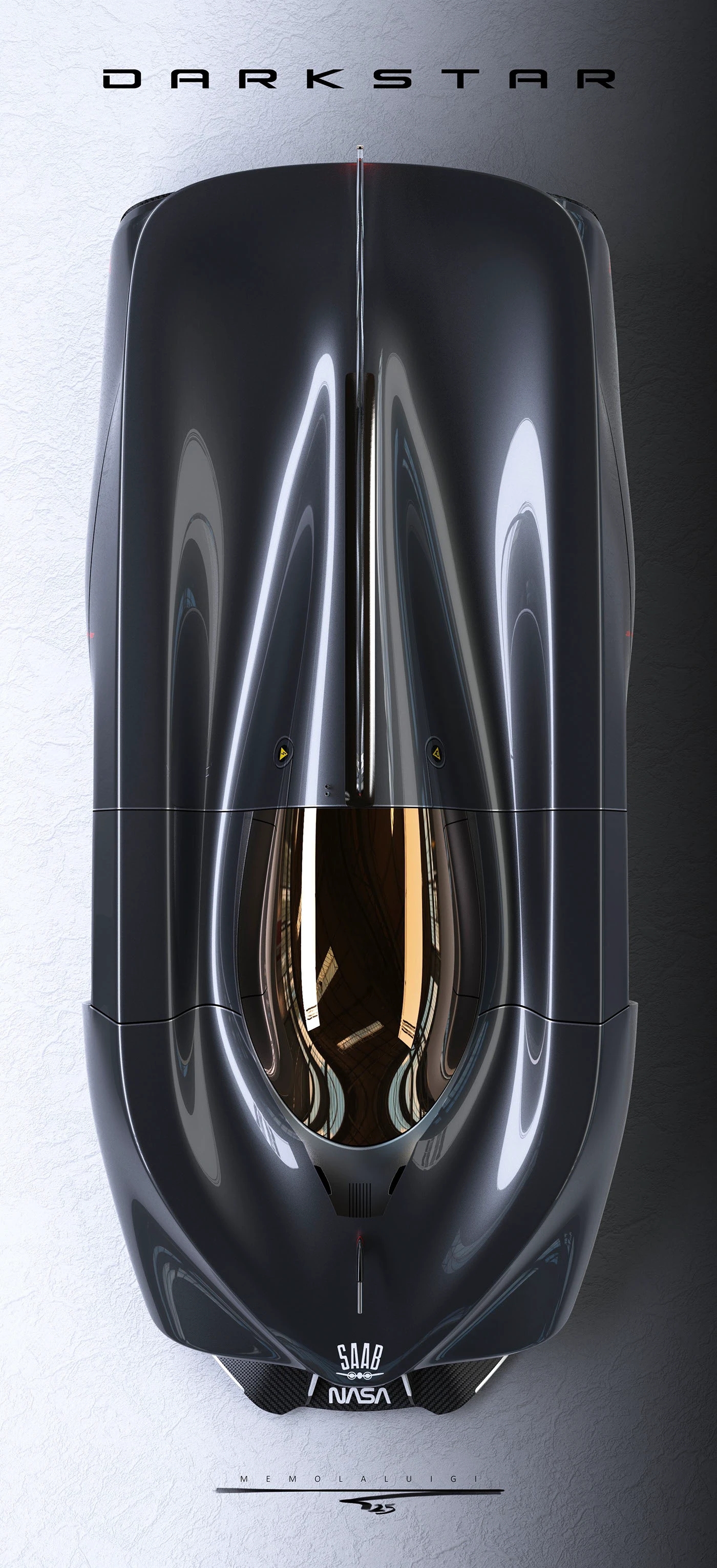 retro future ，Interstellar，SAAB，Improvised Design，liquid reflection，