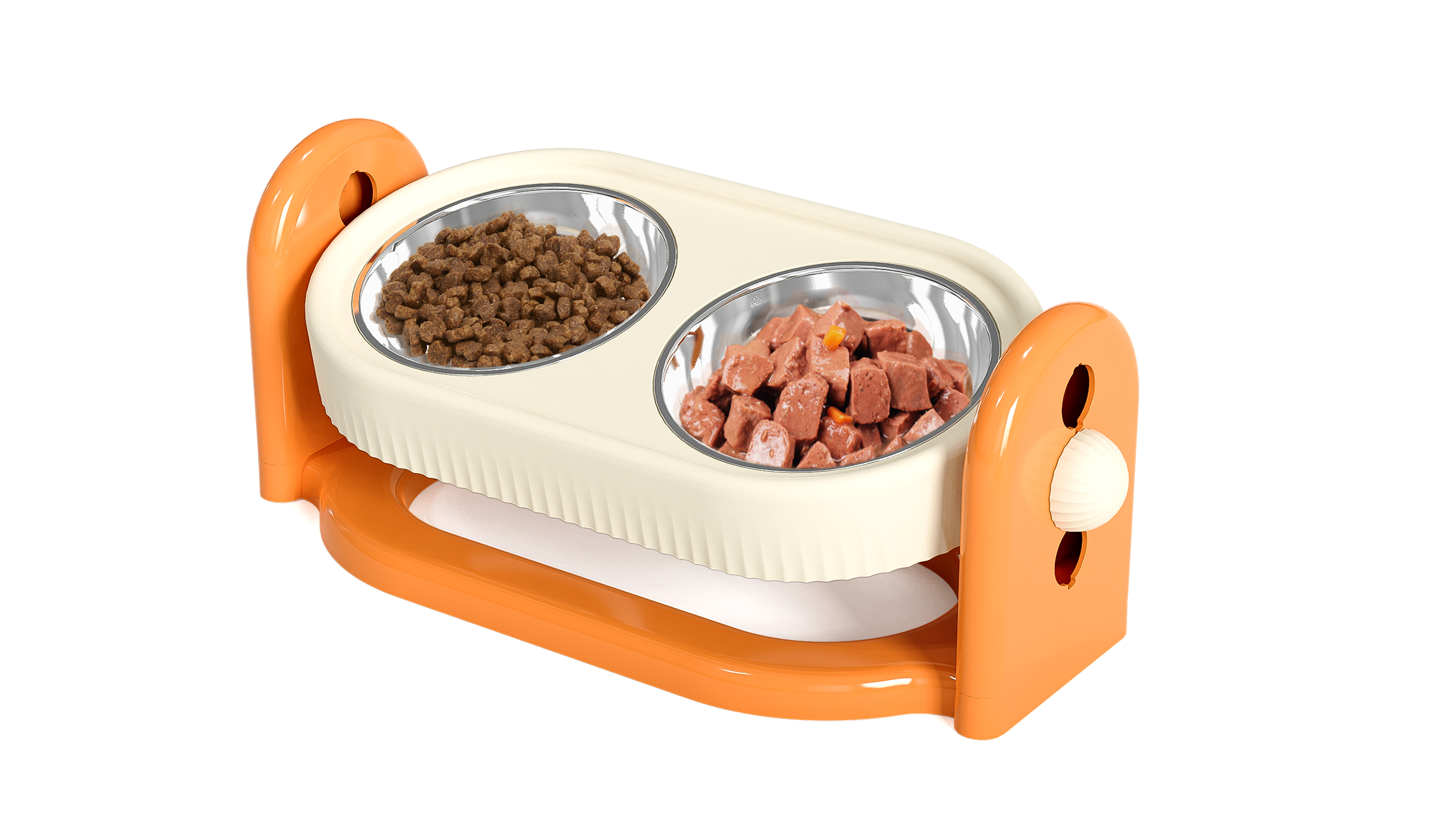Pet Supplies & Pet，Pet Adjustable Double Bowl，Pet feeder，product design，Structural design，industrial design，Pet neck protection can lift double bowl design，Appearance design，