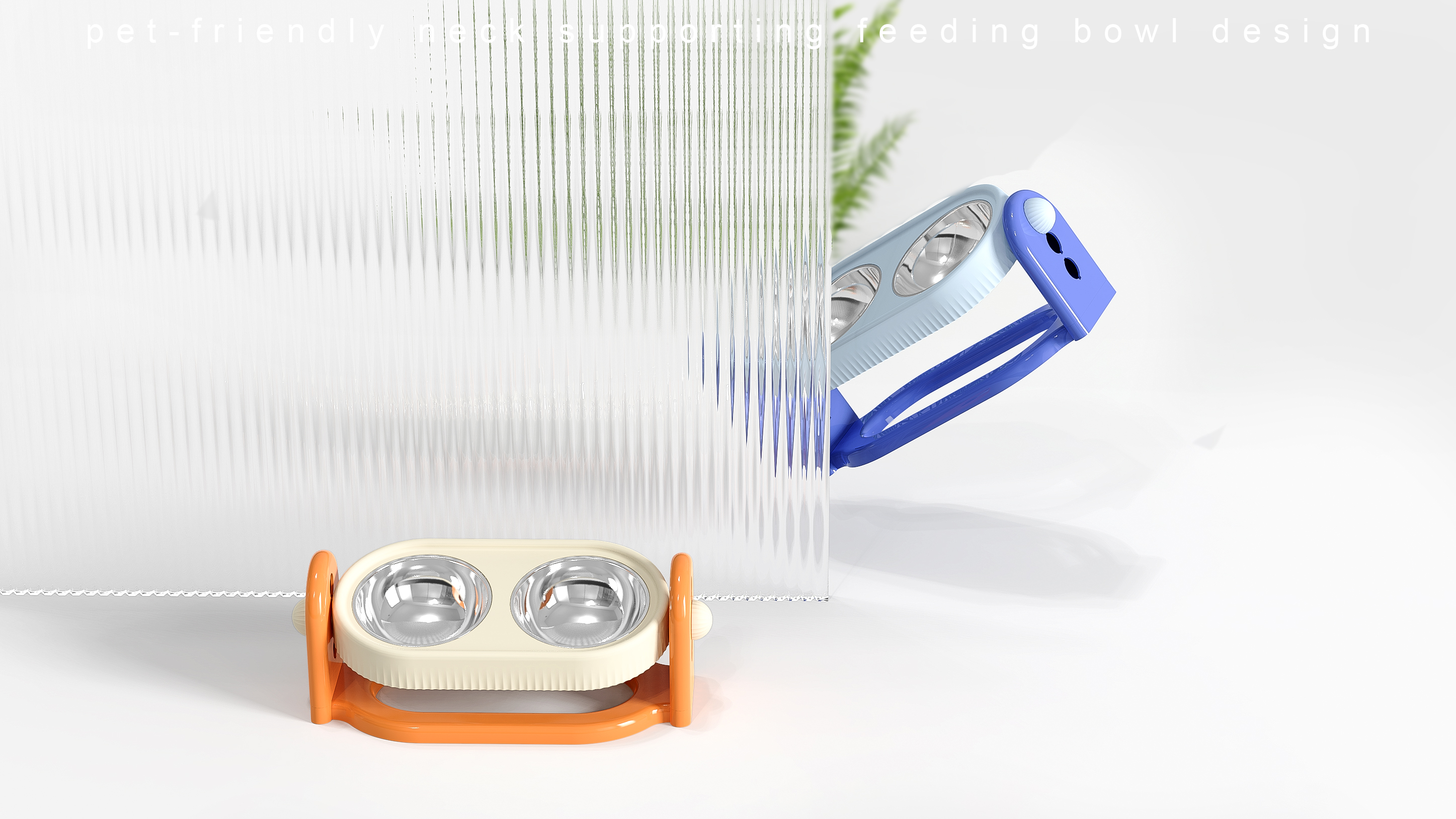 Pet Supplies & Pet，Pet Adjustable Double Bowl，Pet feeder，product design，Structural design，industrial design，Pet neck protection can lift double bowl design，Appearance design，