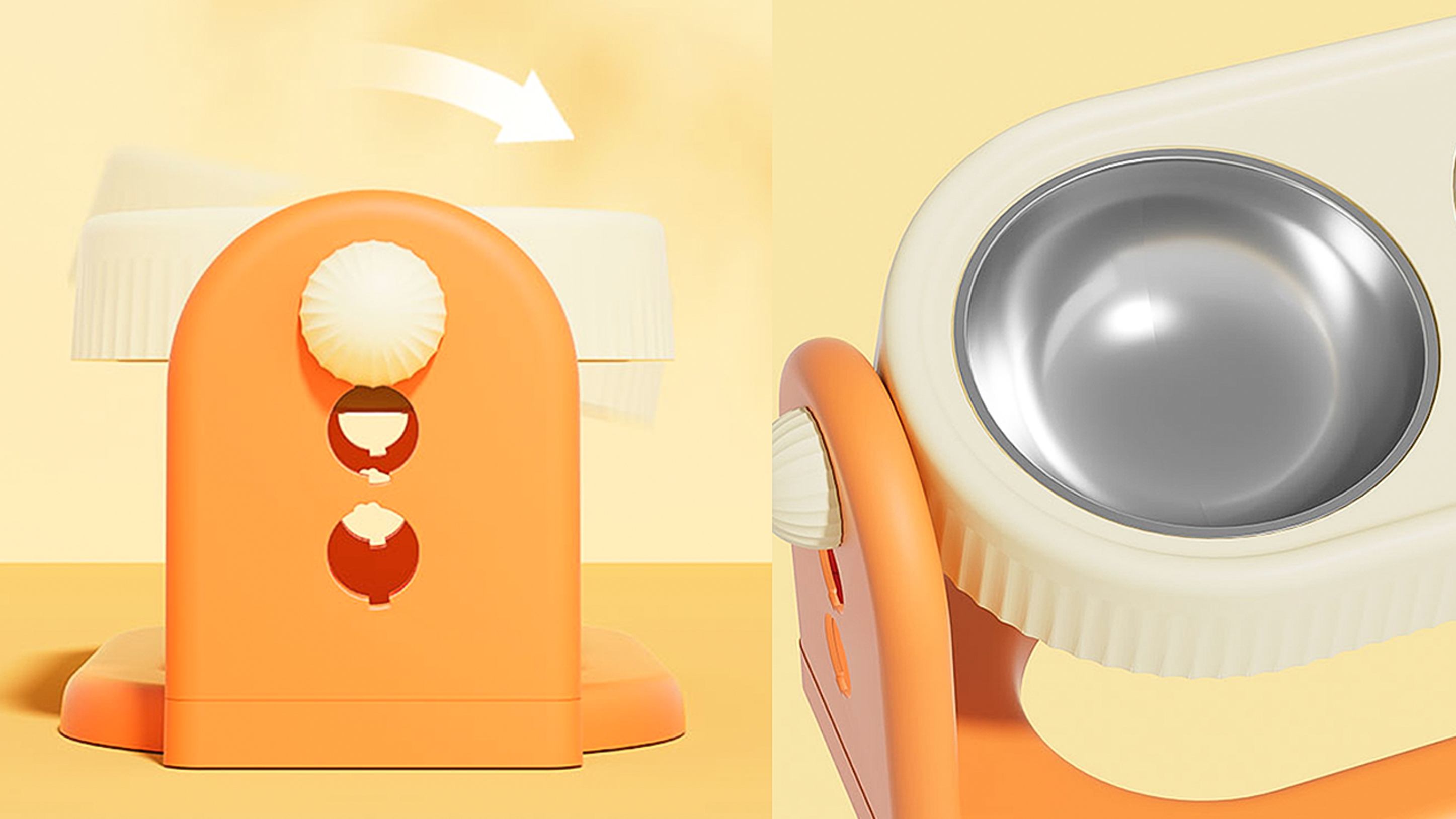 Pet Supplies & Pet，Pet Adjustable Double Bowl，Pet feeder，product design，Structural design，industrial design，Pet neck protection can lift double bowl design，Appearance design，