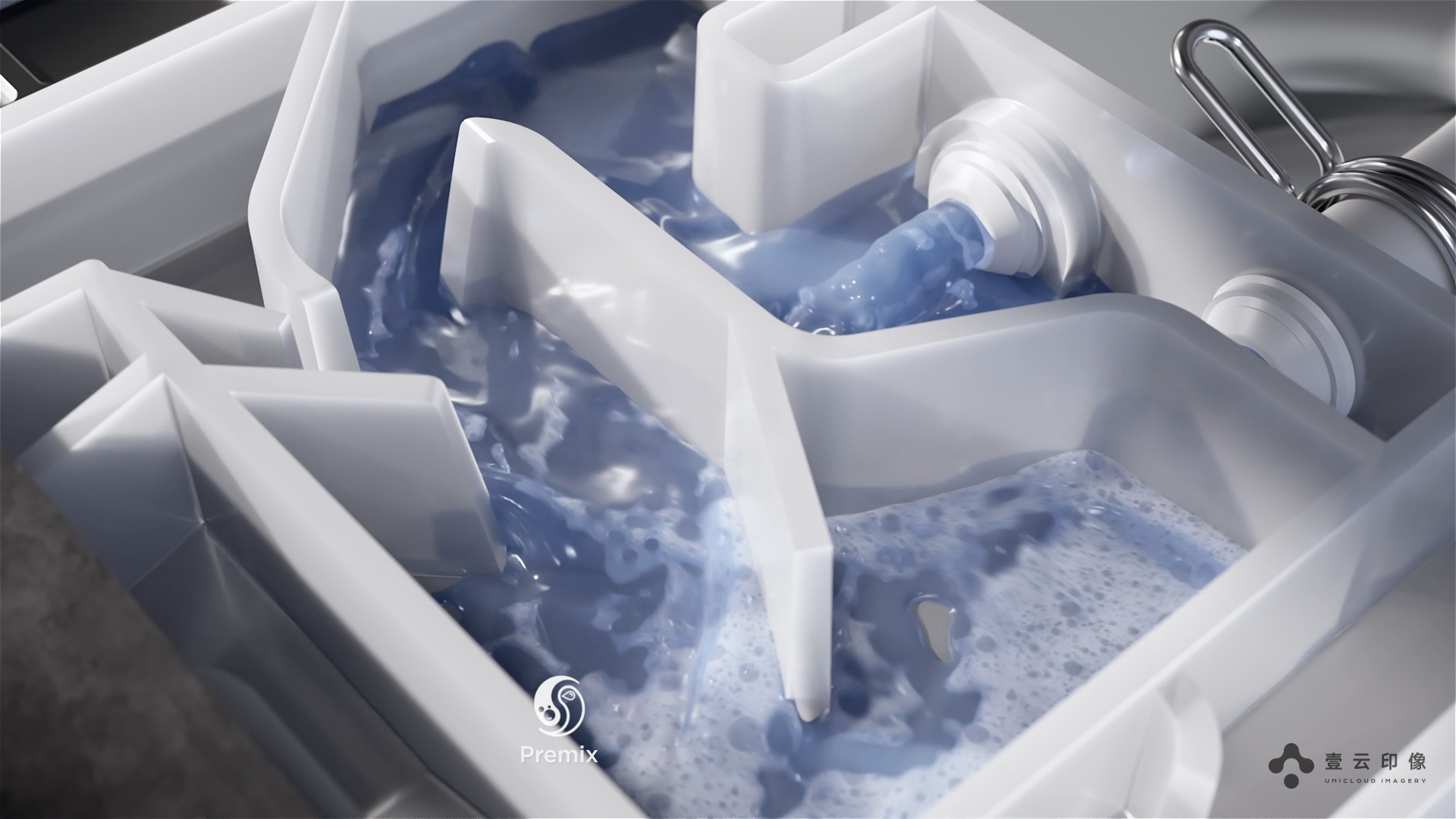 CG commercials，Home Appliances Promotional Film，Product function display，Fluid Rendering，3D animation，Washing machine publicity，Beautiful，Scene rendering，