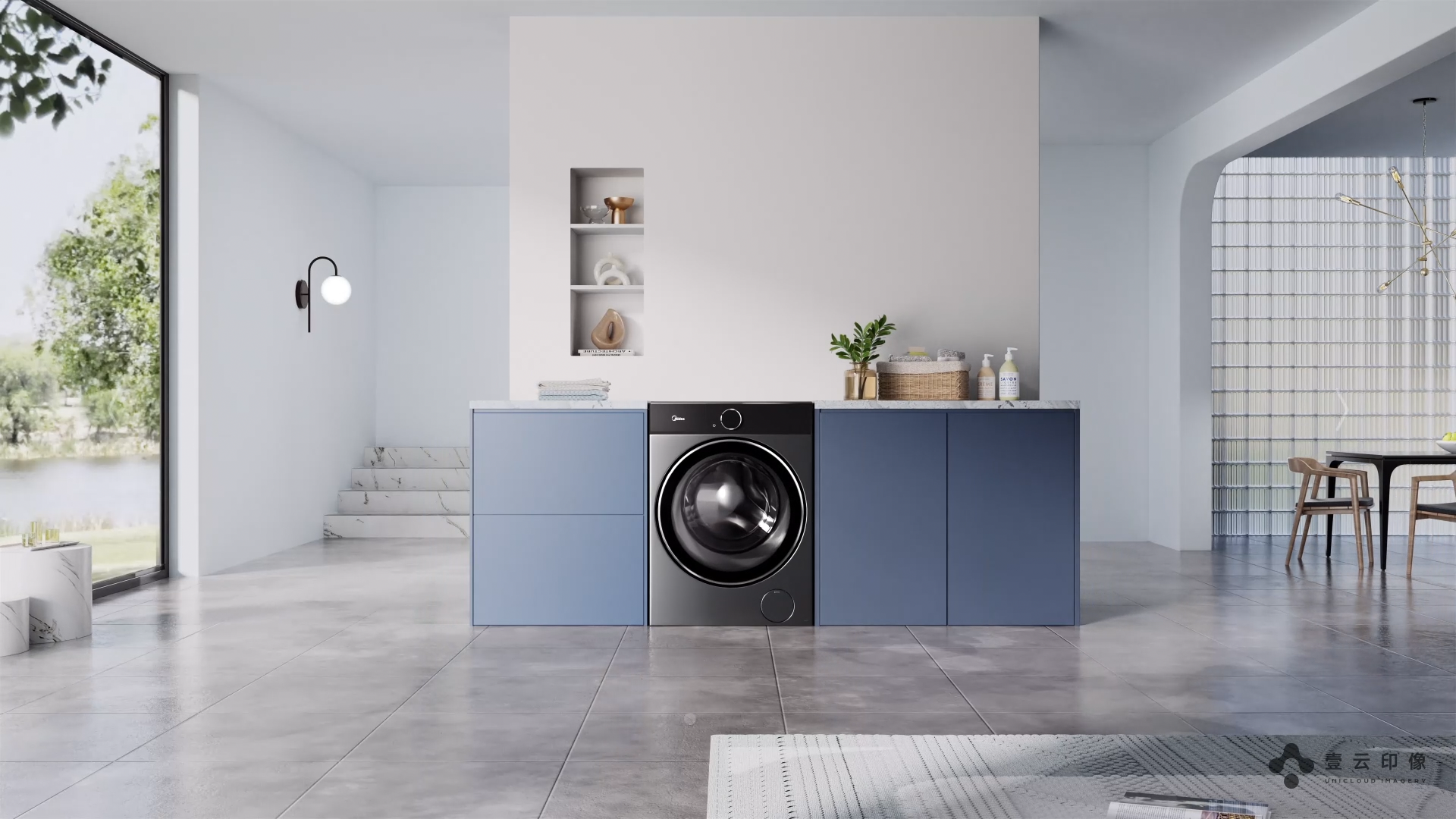 CG commercials，Home Appliances Promotional Film，Product function display，Fluid Rendering，3D animation，Washing machine publicity，Beautiful，Scene rendering，