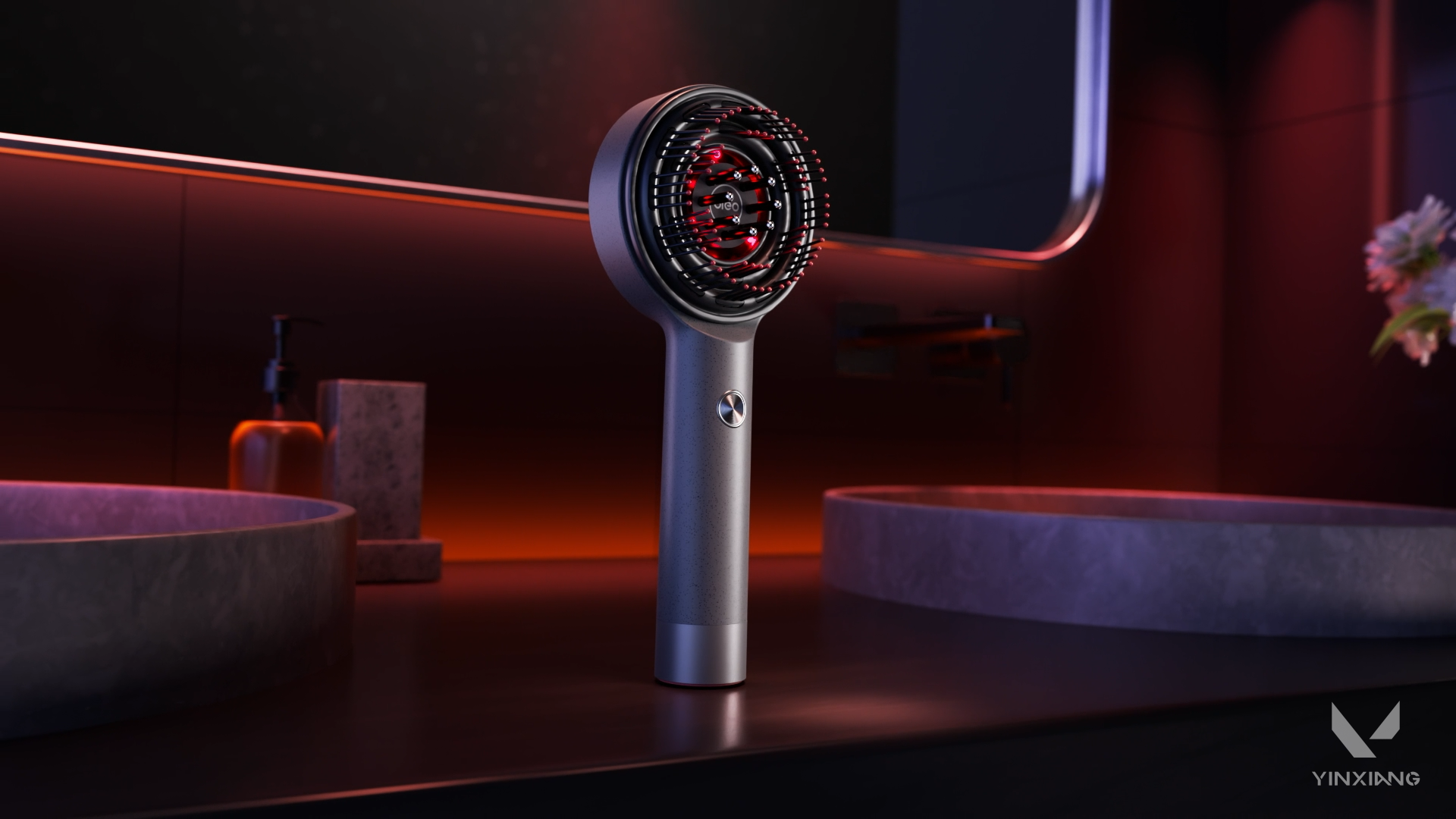 Advertising film，3D Video Advertising，CG animation，Product introduction，Personal care products，Scalp Massager，Light and shadow effect display，Product function display，