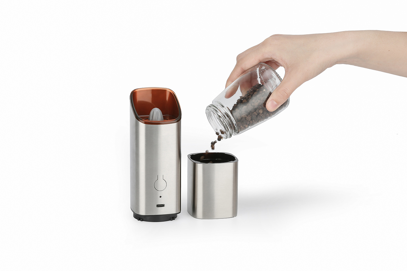 Electric grinding, pepper, sea salt，