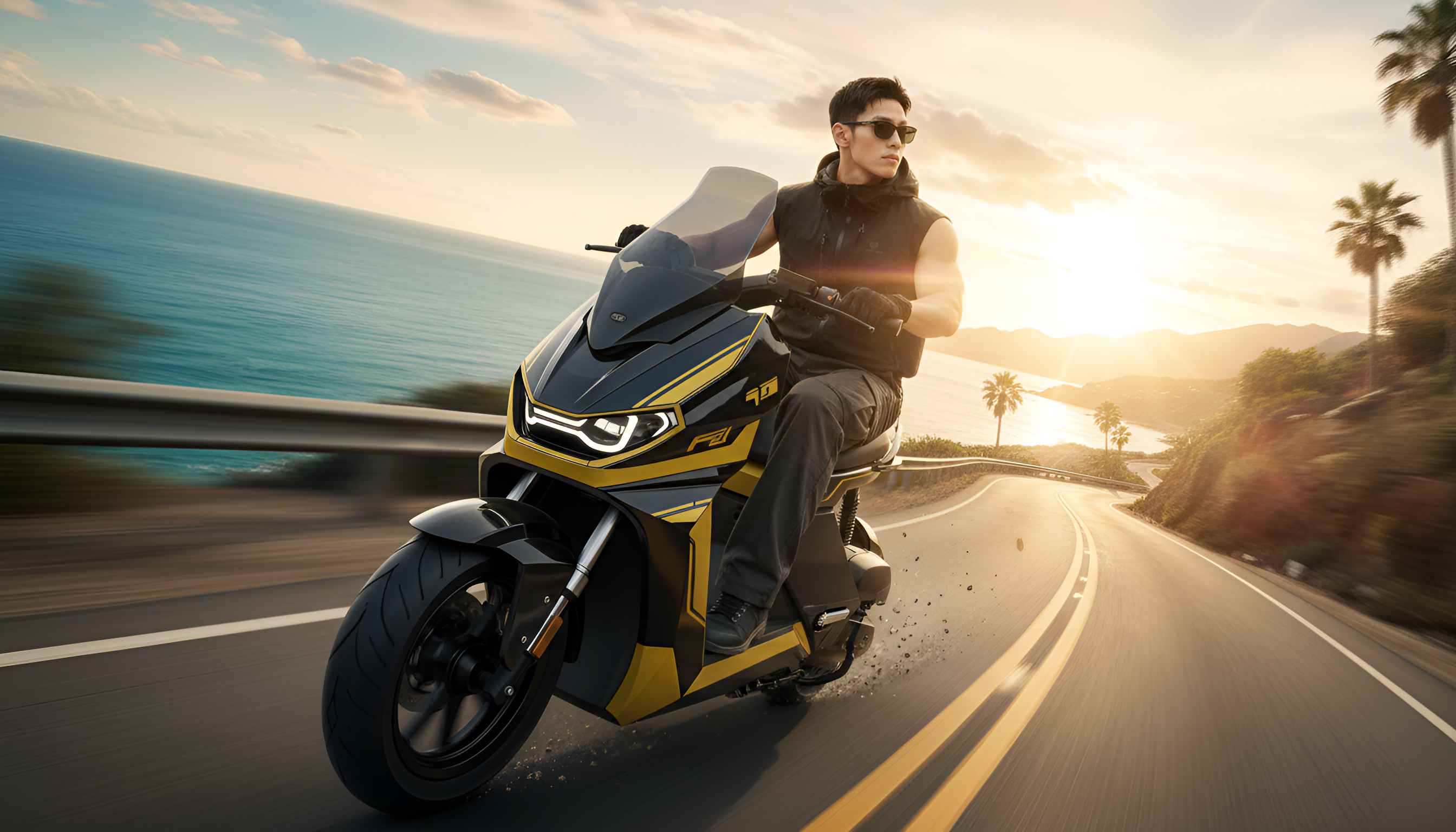 AI painting，UG modeling，Electric motorcycle，Industrial product design，Dream car.，Large volume of car，