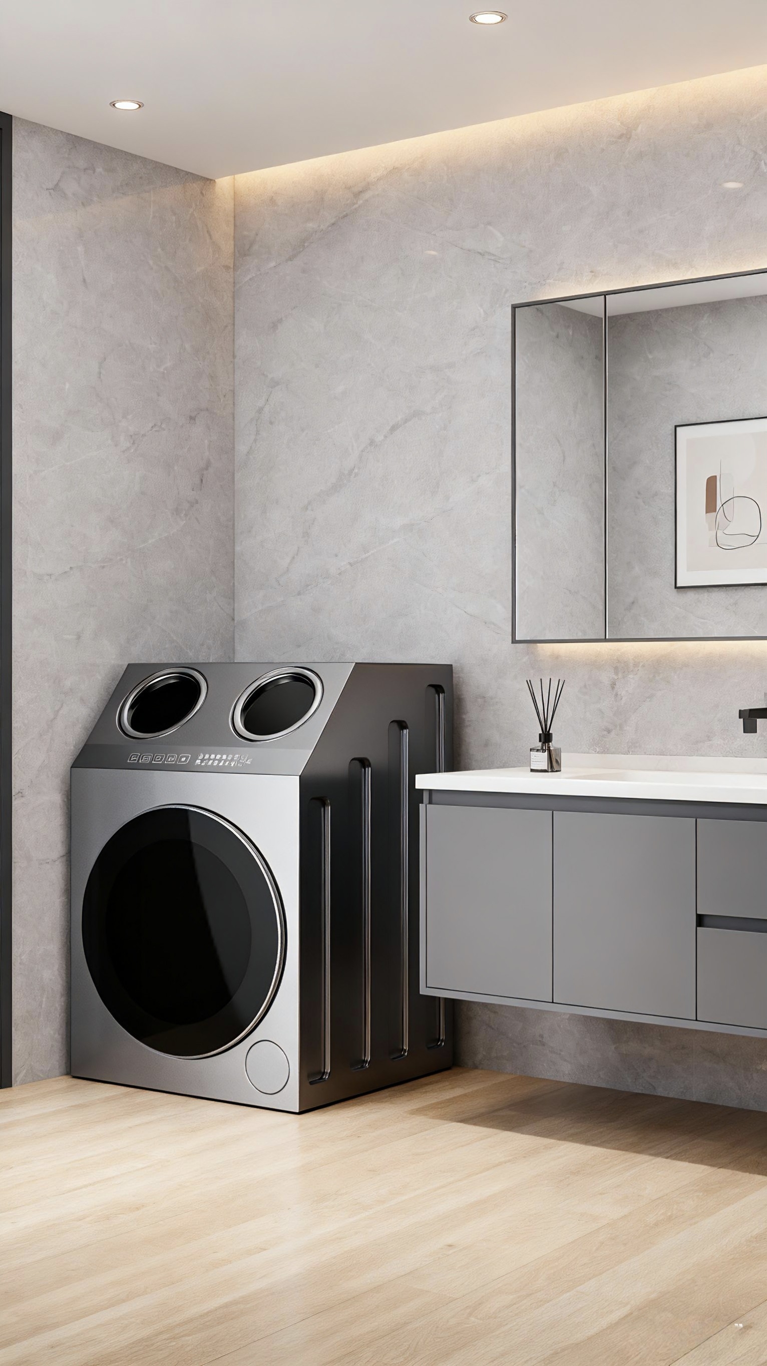 Washing machine，Partition washing machine，Lazy washing machine，conceptual design，product design，household electrical appliances，Home appliance design，Home appliance innovation，