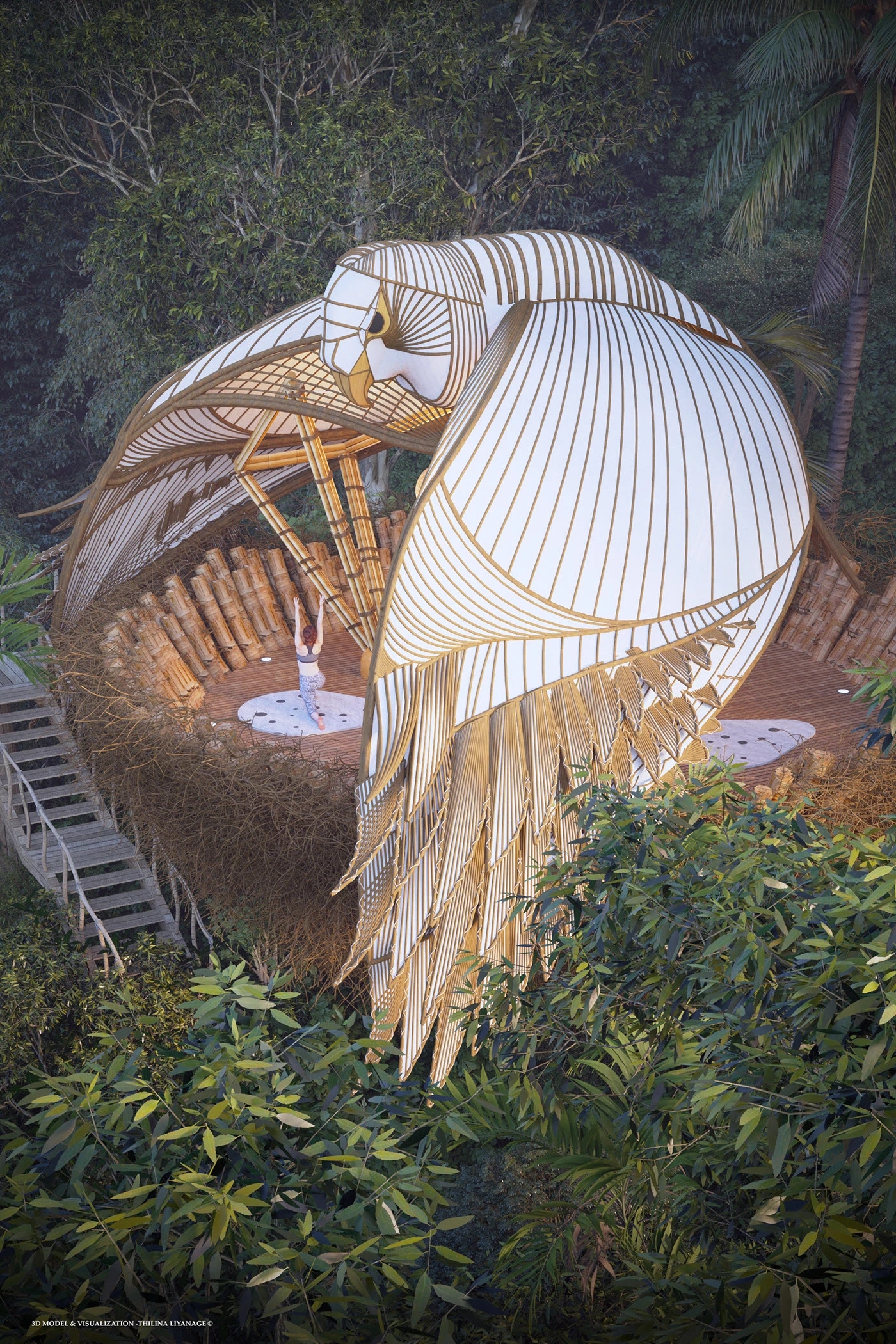 Bamboo Yoga Deck，Yoga Studio，environmental design，Architecture，