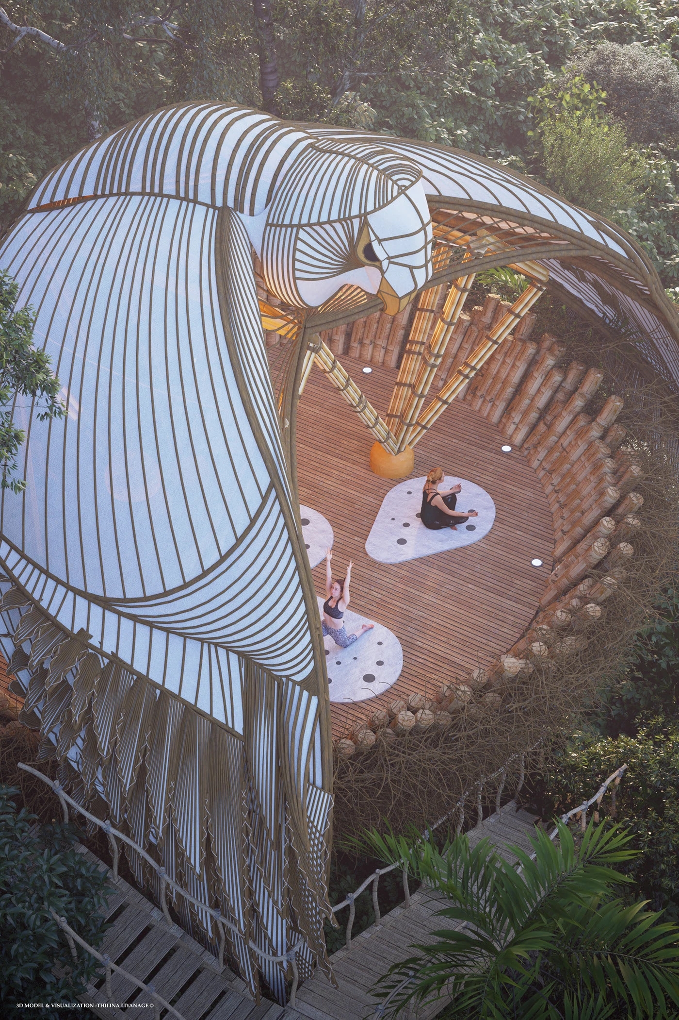 Bamboo Yoga Deck，Yoga Studio，environmental design，Architecture，