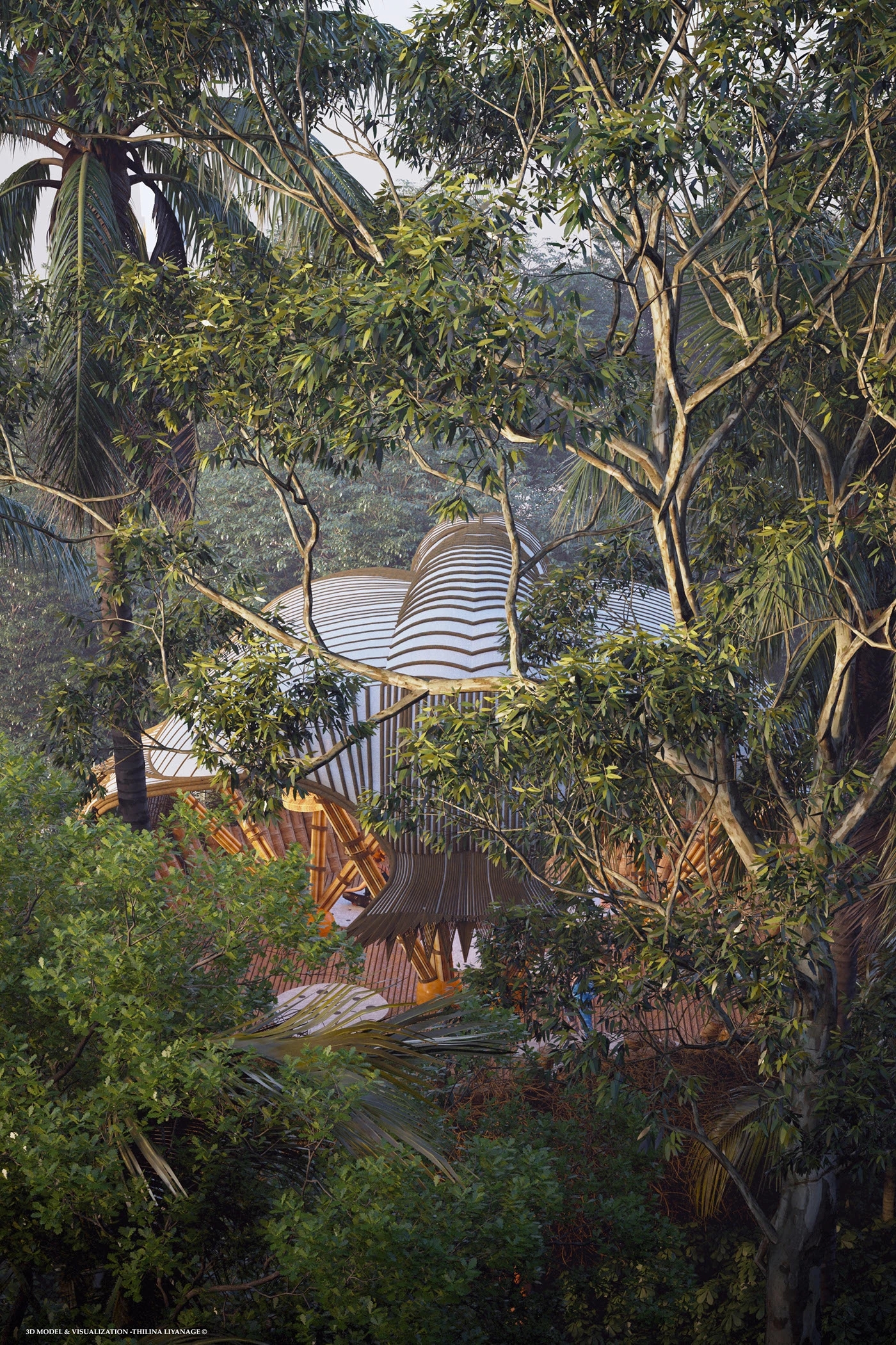 Bamboo Yoga Deck，Yoga Studio，environmental design，Architecture，