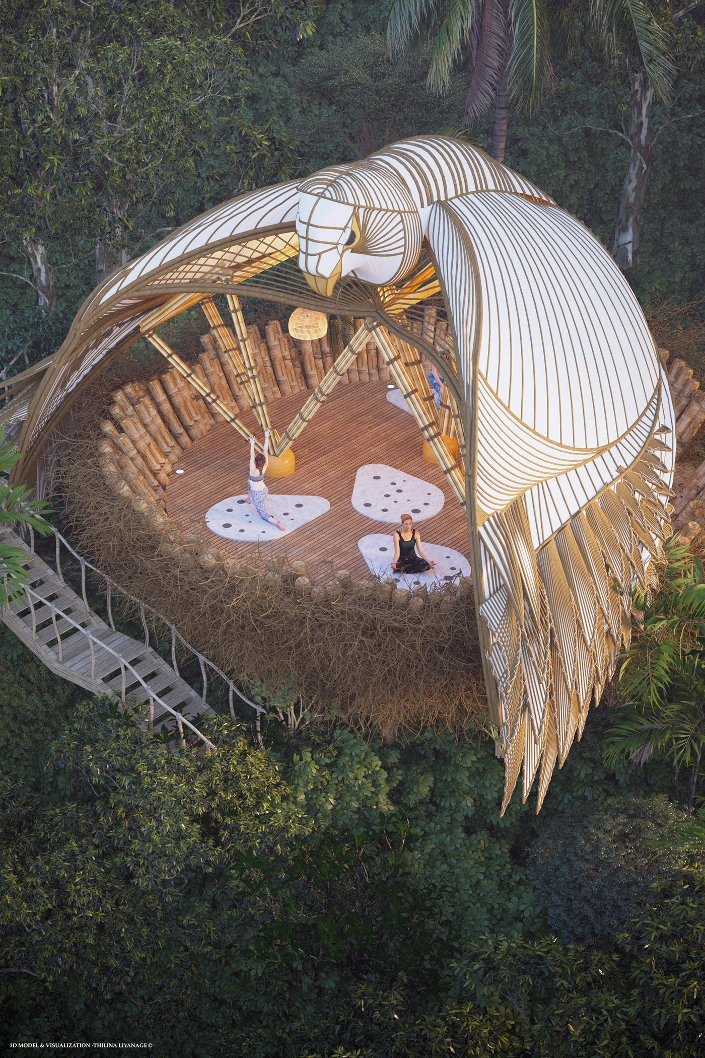 Bamboo Yoga Deck，Yoga Studio，environmental design，Architecture，