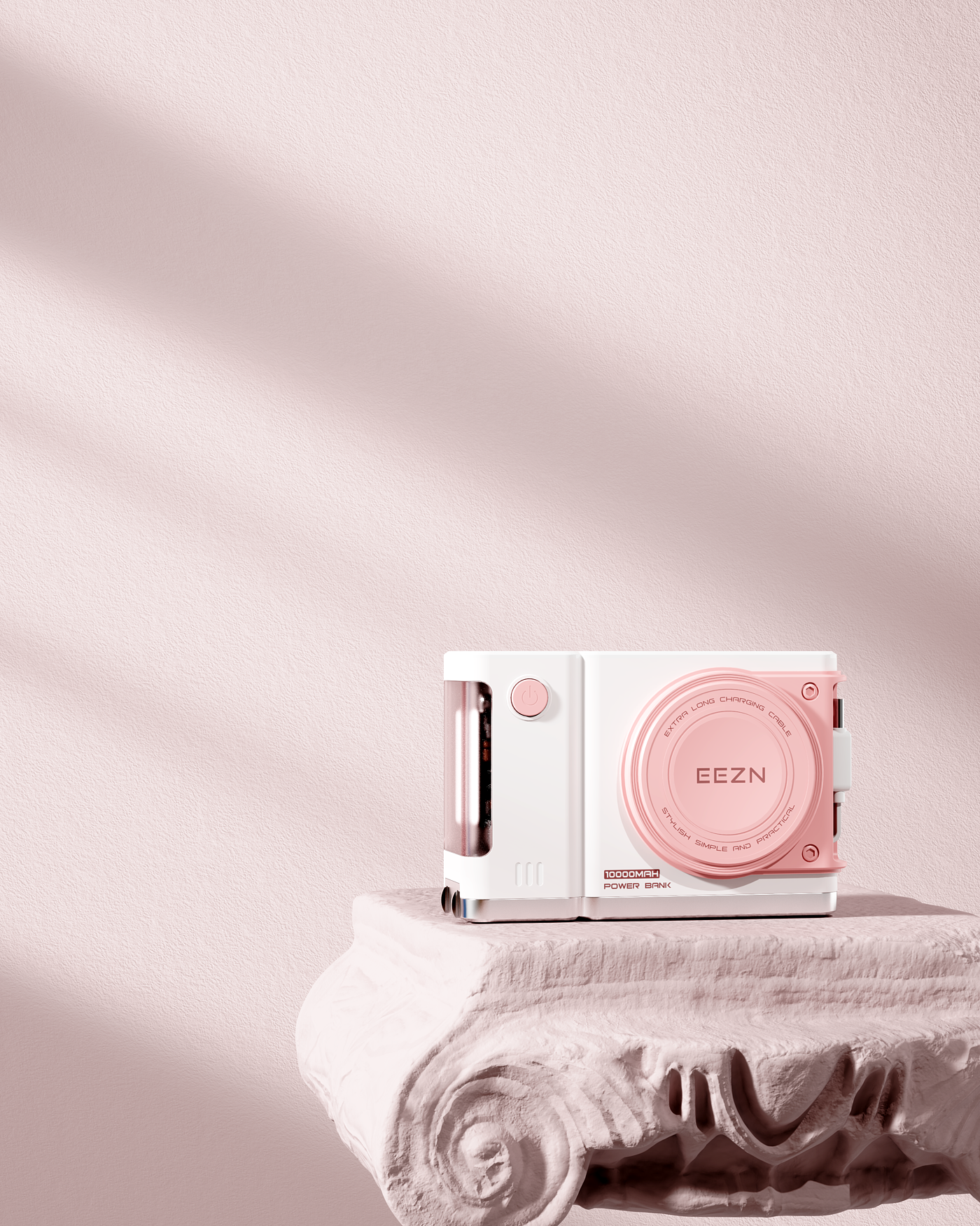 portable source，portable battery，electronic product，Product appearance design，Camera modeling，Feminization，