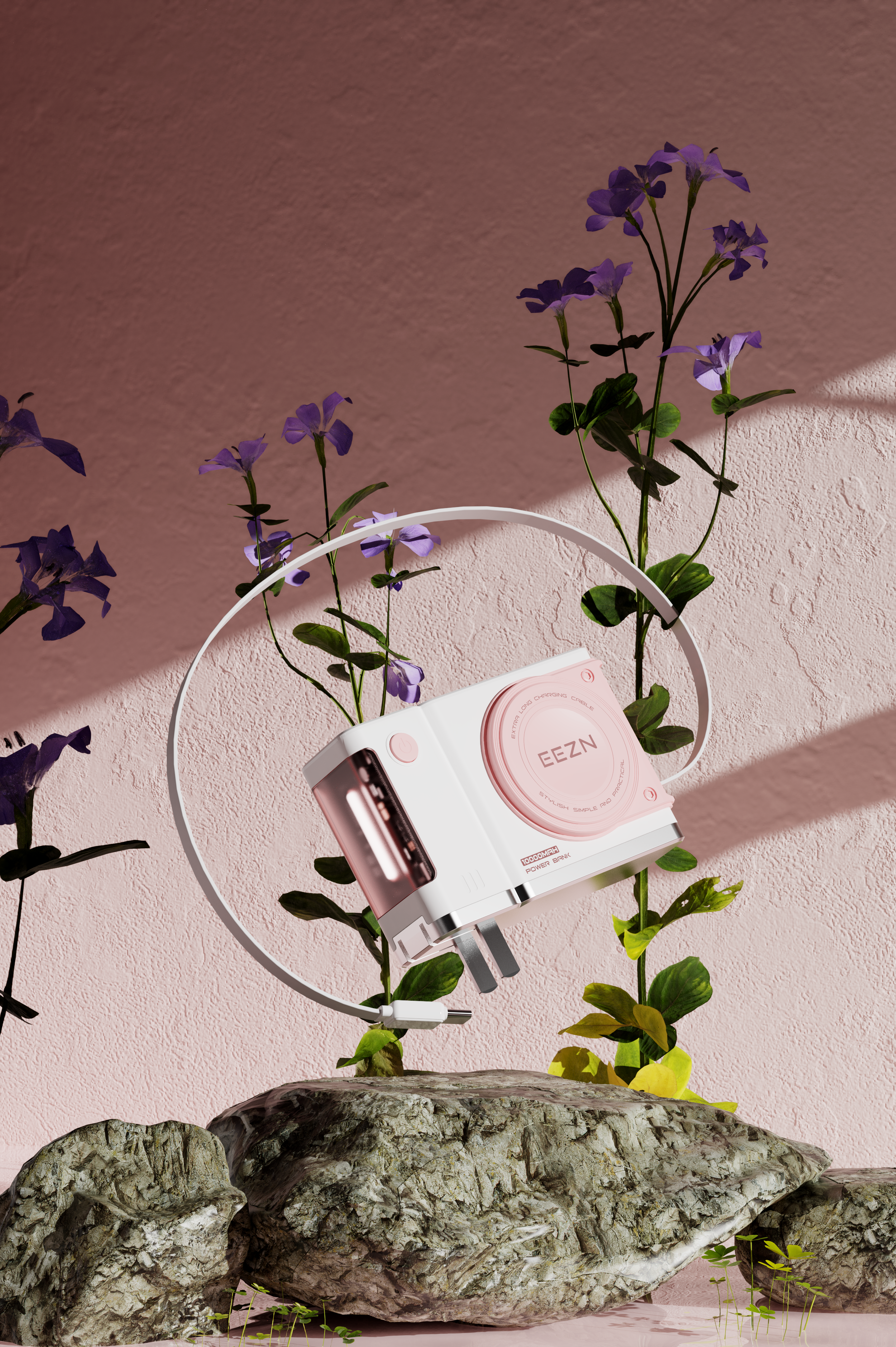 portable source，portable battery，electronic product，Product appearance design，Camera modeling，Feminization，