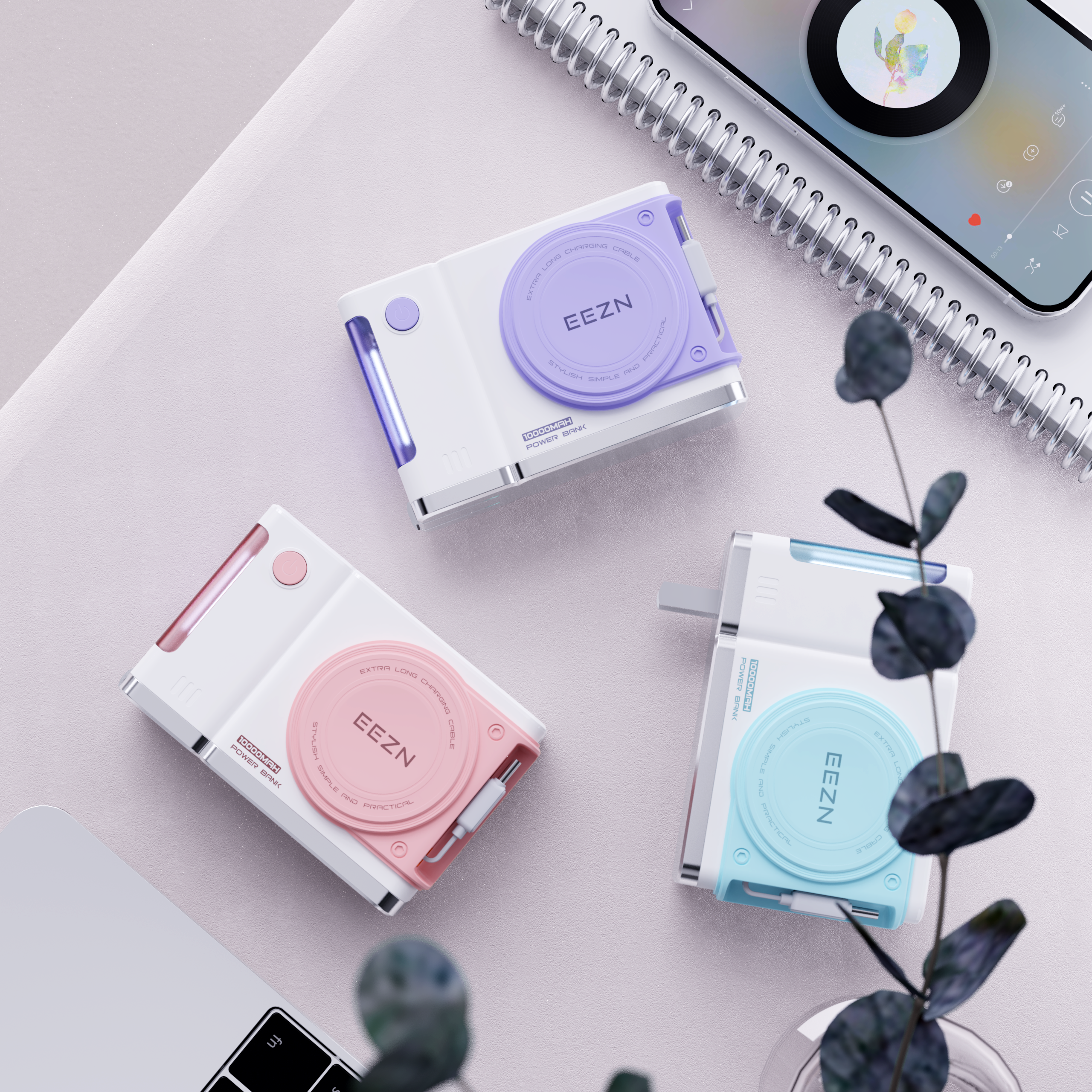 portable source，portable battery，electronic product，Product appearance design，Camera modeling，Feminization，